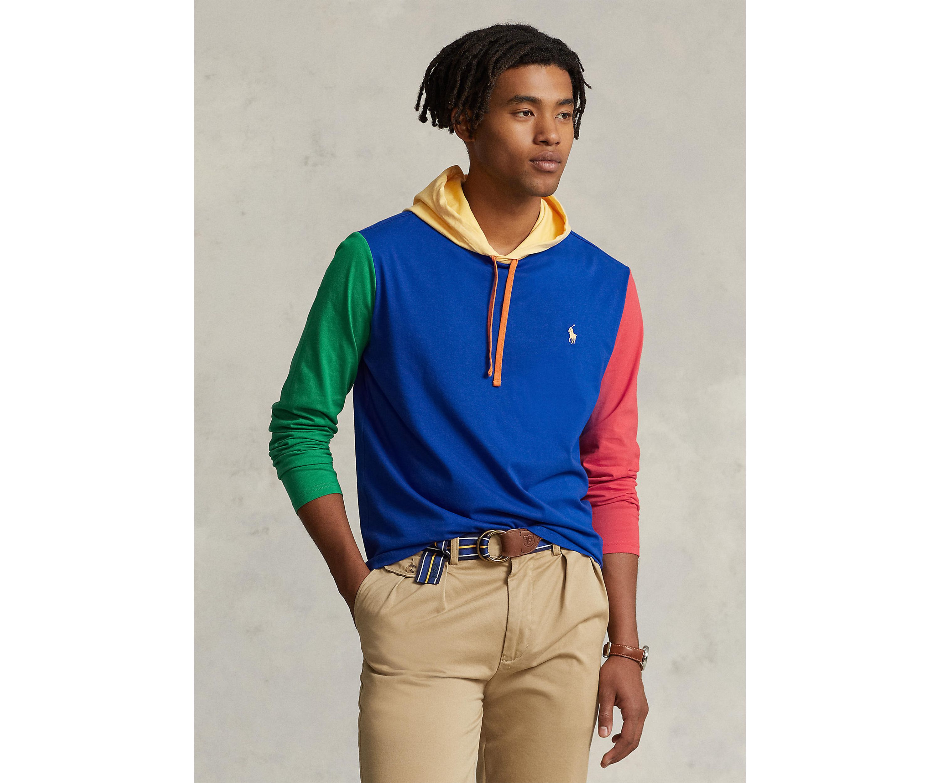 Color-Blocked Jersey Hooded T-Shirt