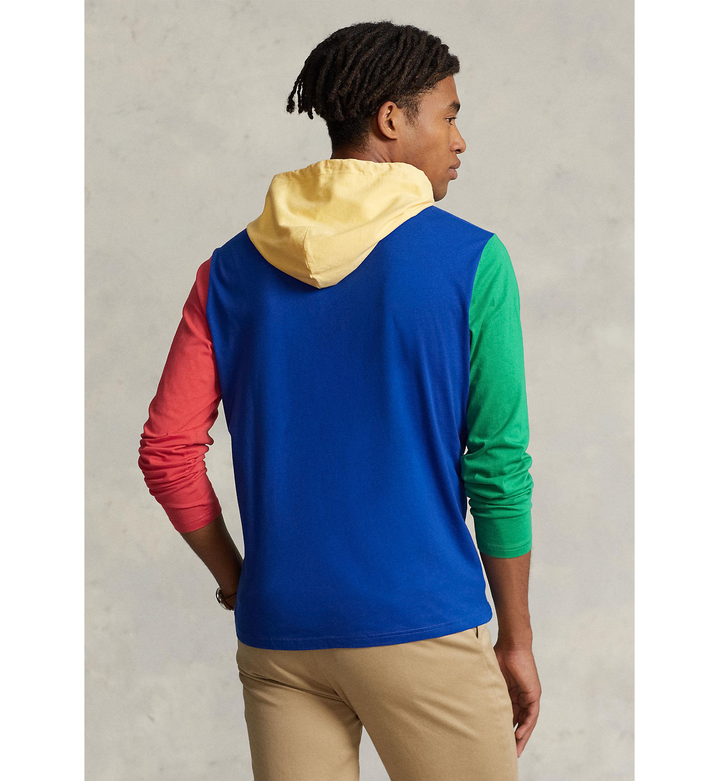 Color-Blocked Jersey Hooded T-Shirt