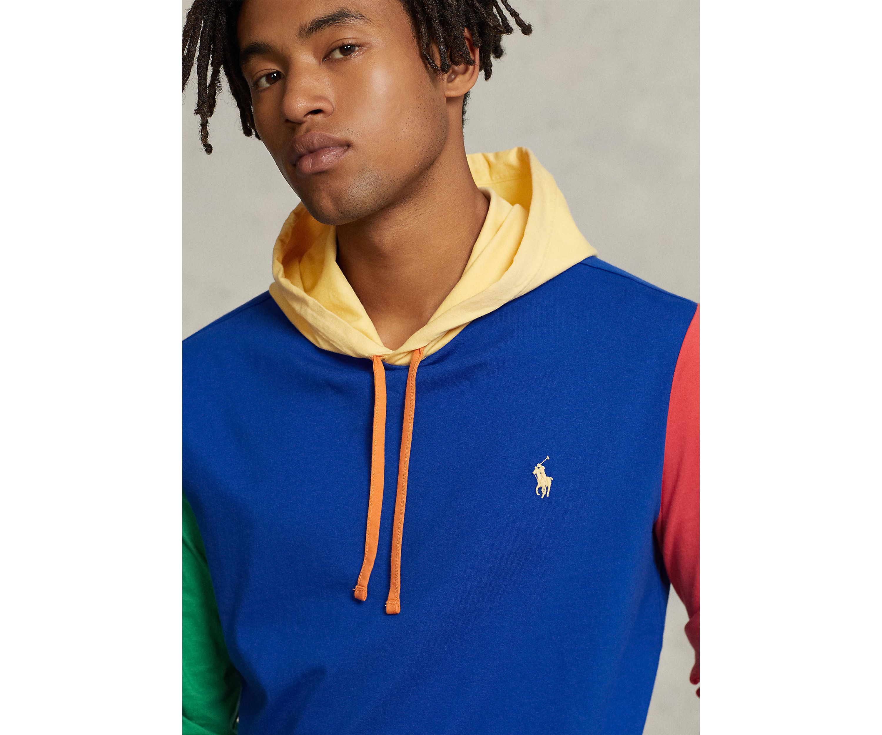 Color-Blocked Jersey Hooded T-Shirt