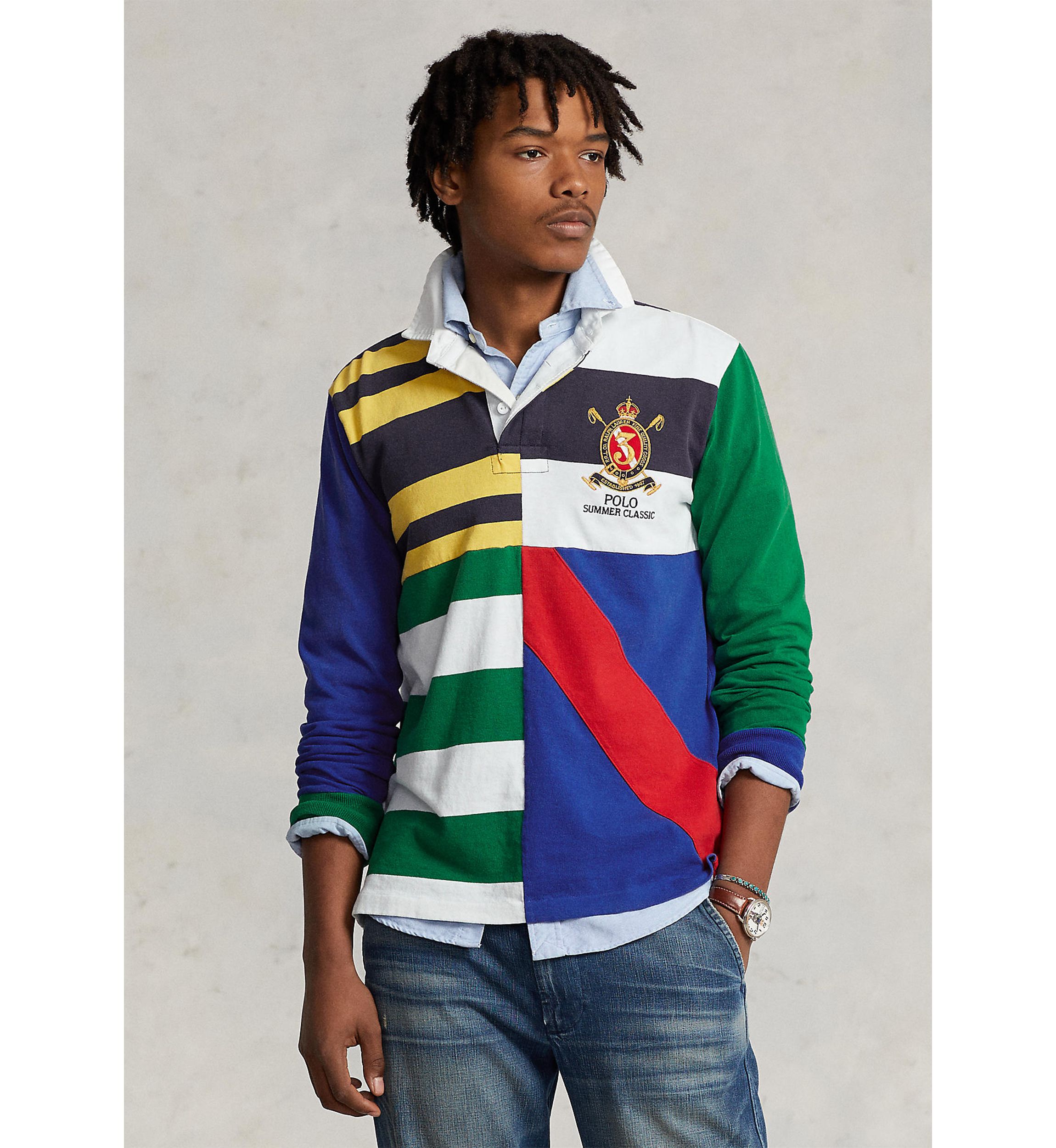 Classic Fit Patchwork Jersey Rugby Shirt