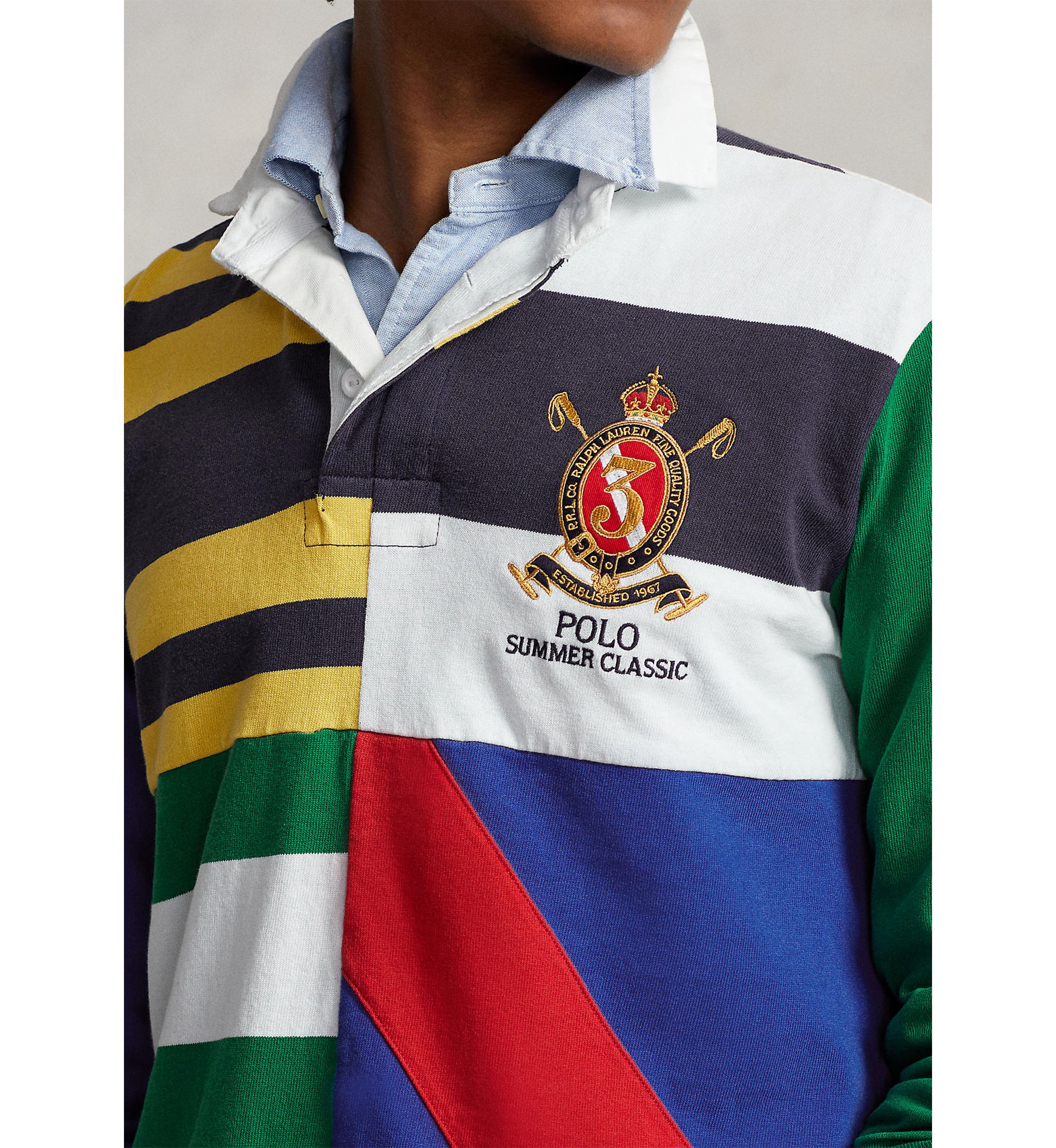 Classic Fit Patchwork Jersey Rugby Shirt