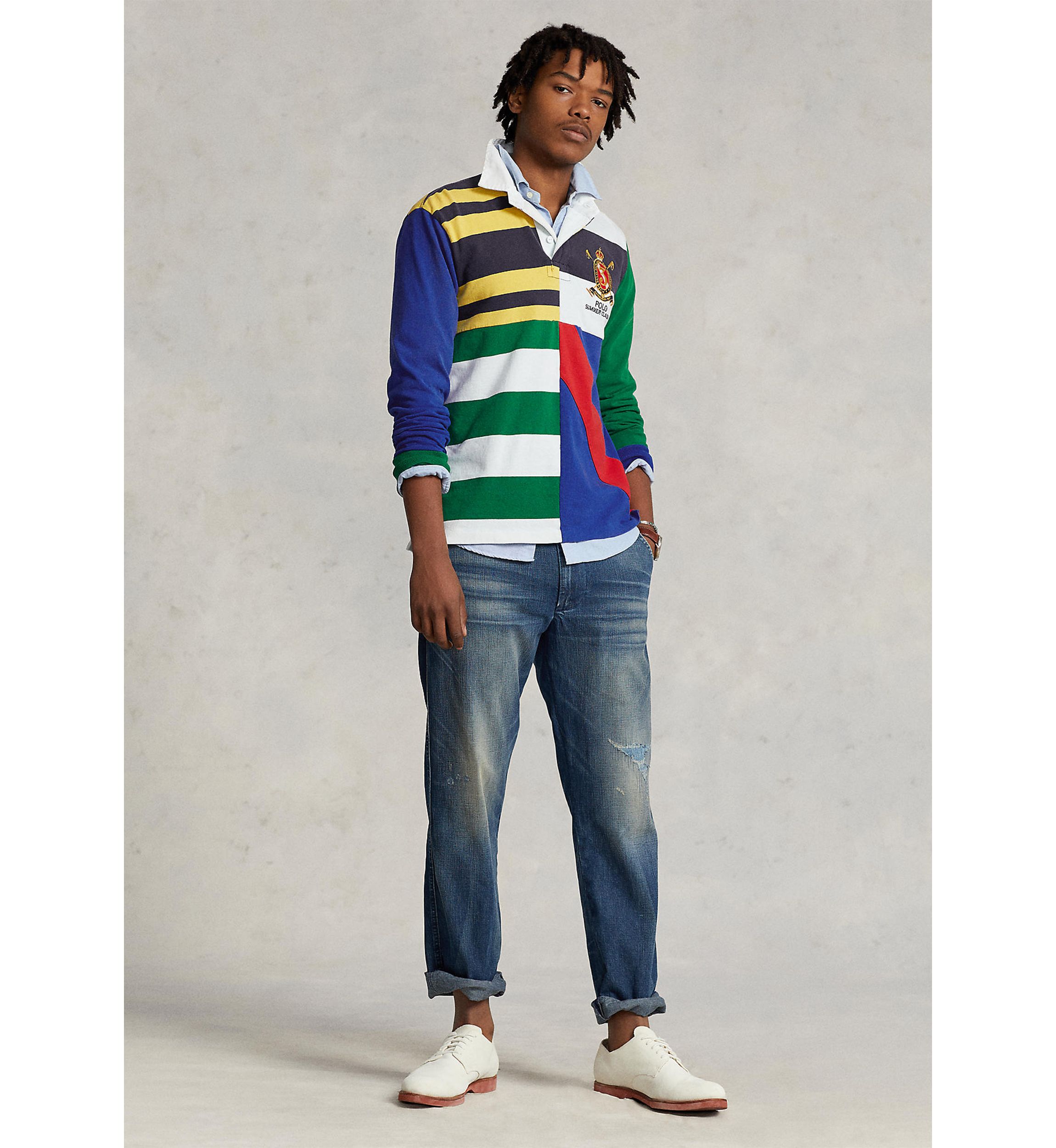 Classic Fit Patchwork Jersey Rugby Shirt