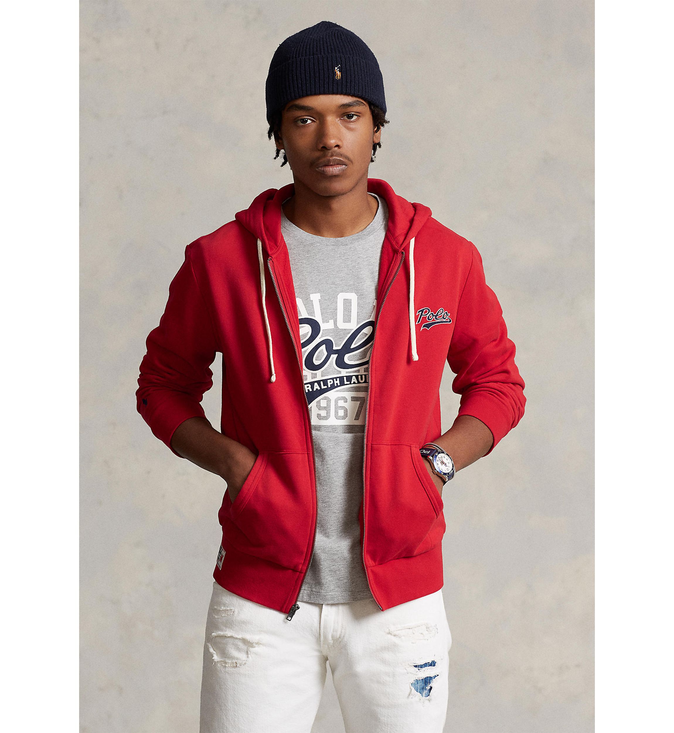 Stacked Logo Fleece Full Zip Hoodie