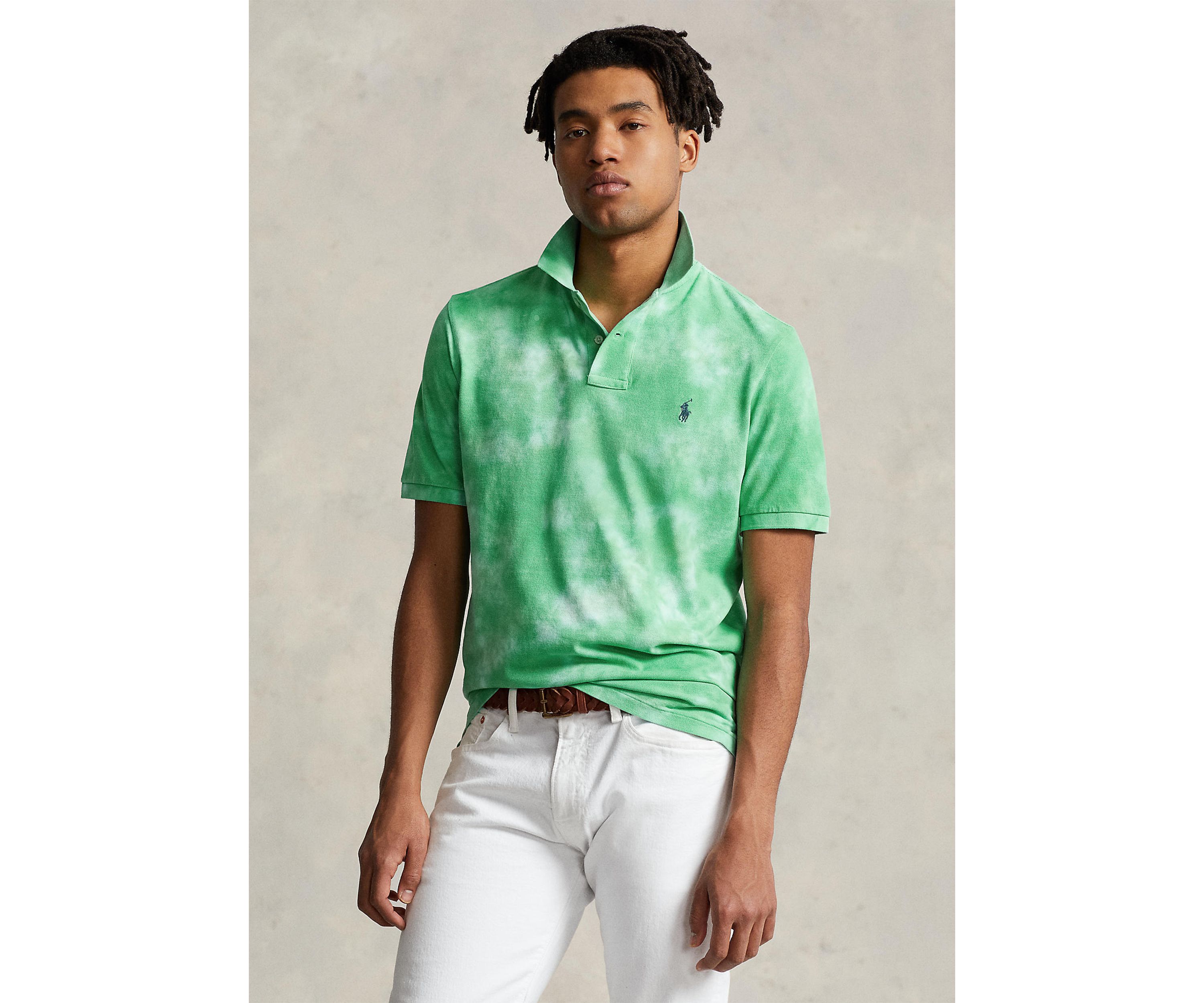 Classic Fit Tie-Dye Mesh Polo Shirt 