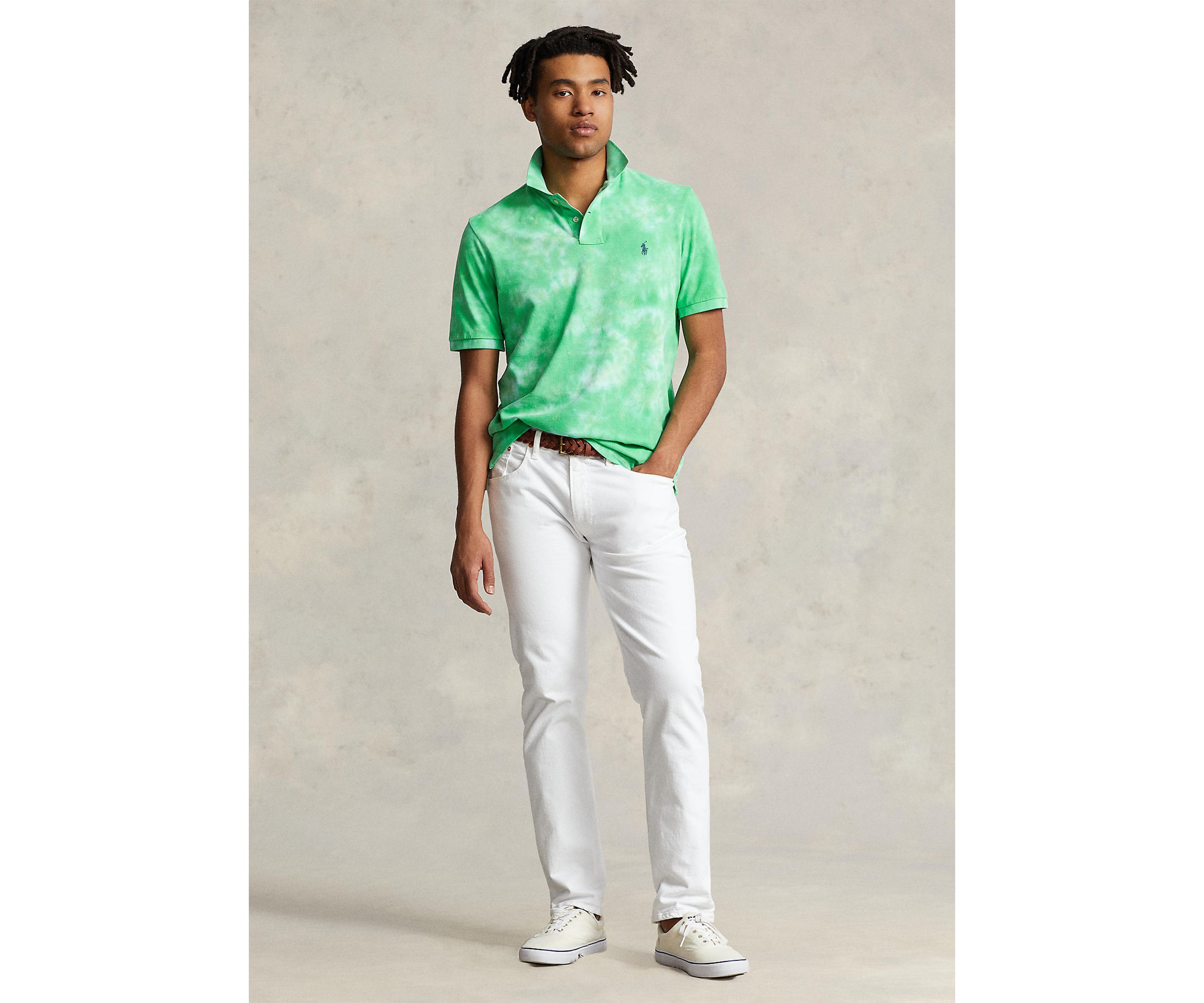 Classic Fit Tie-Dye Mesh Polo Shirt 