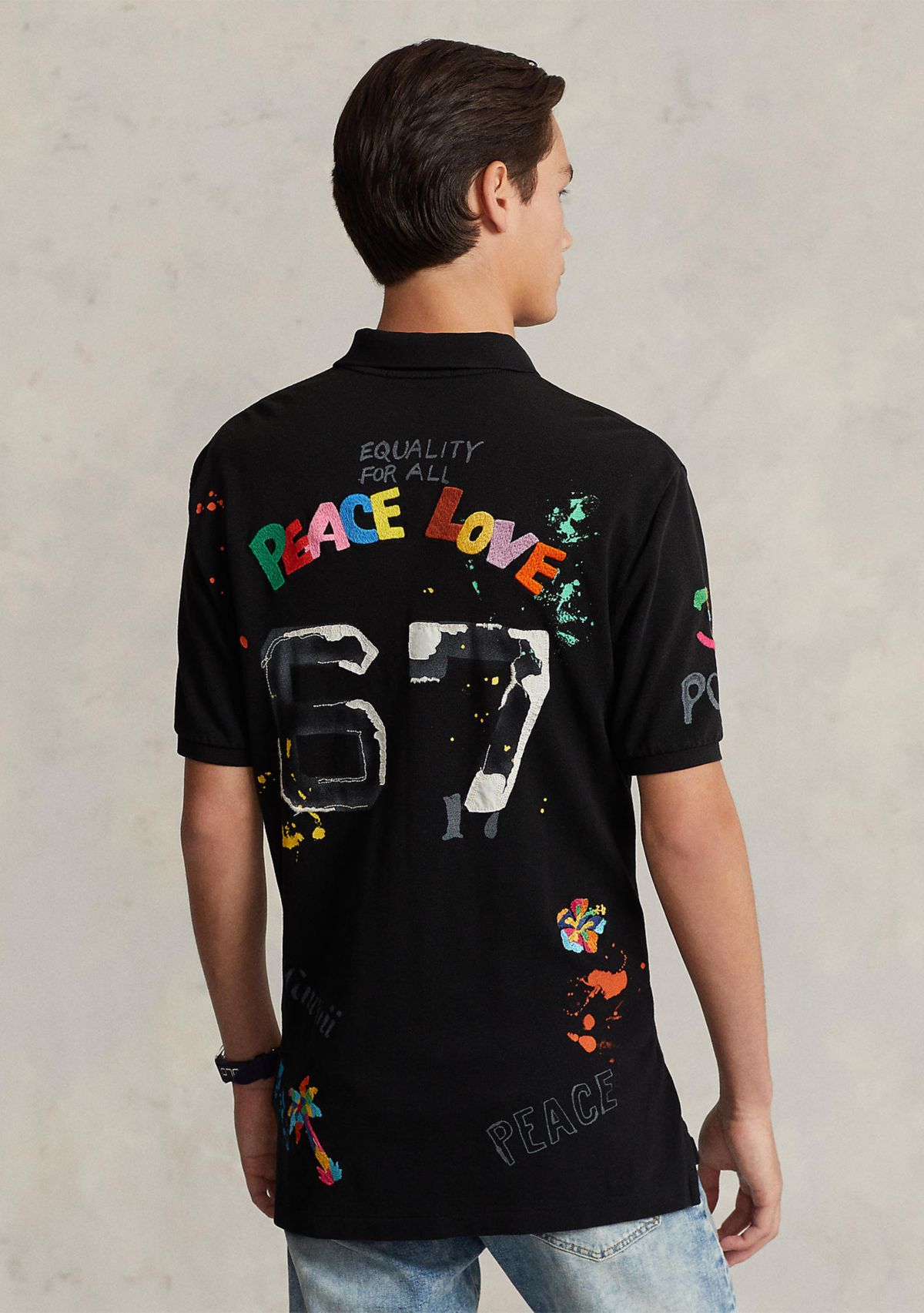 Classic Fit Mesh Graphic Polo Shirt