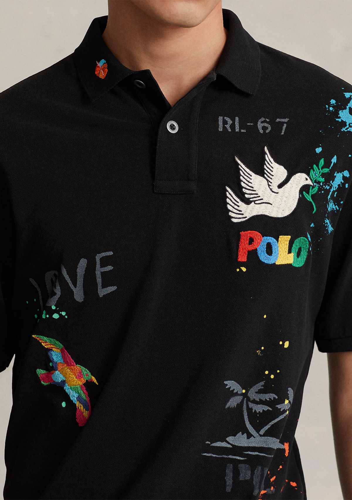 Classic Fit Mesh Graphic Polo Shirt