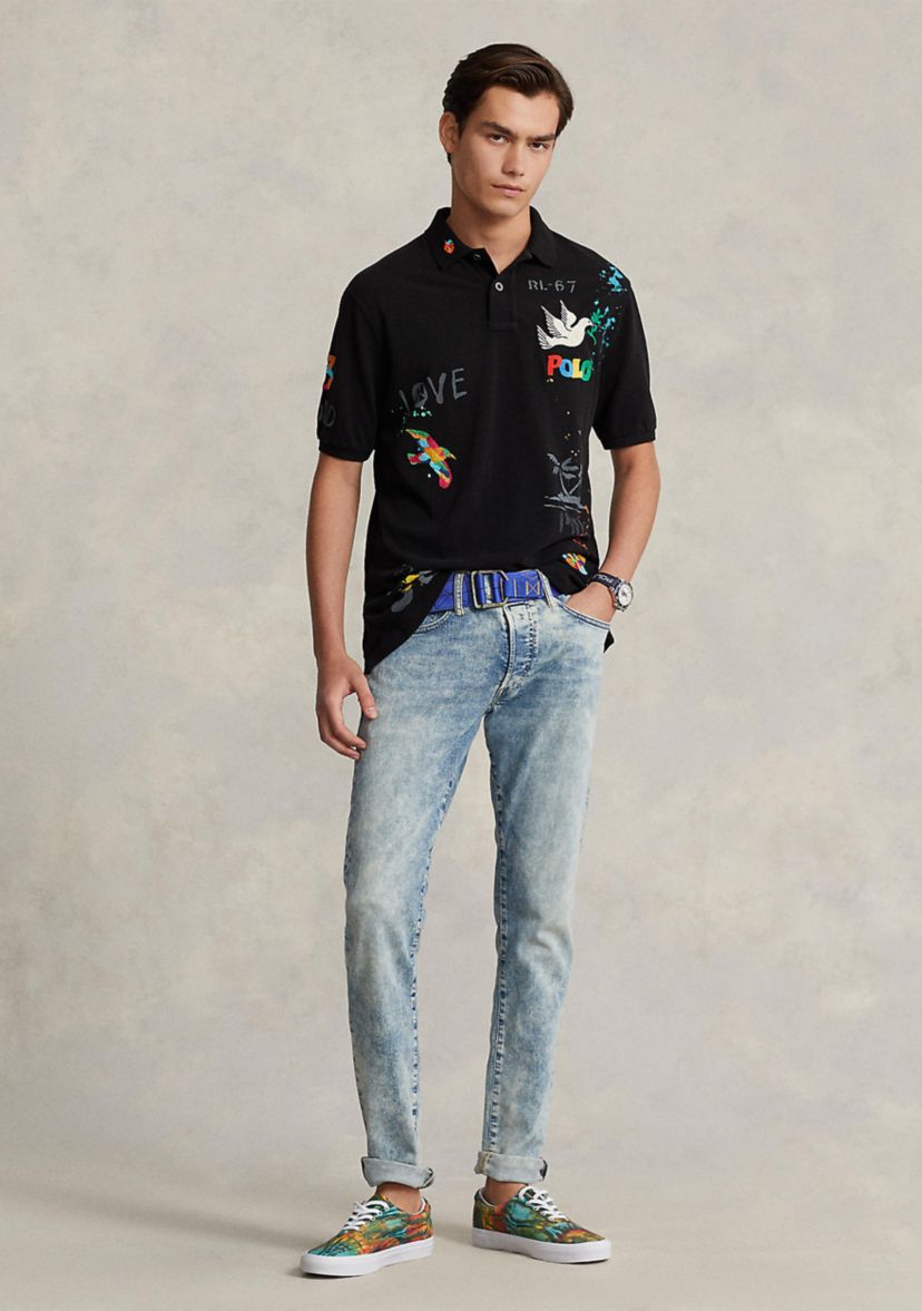 Classic Fit Mesh Graphic Polo Shirt