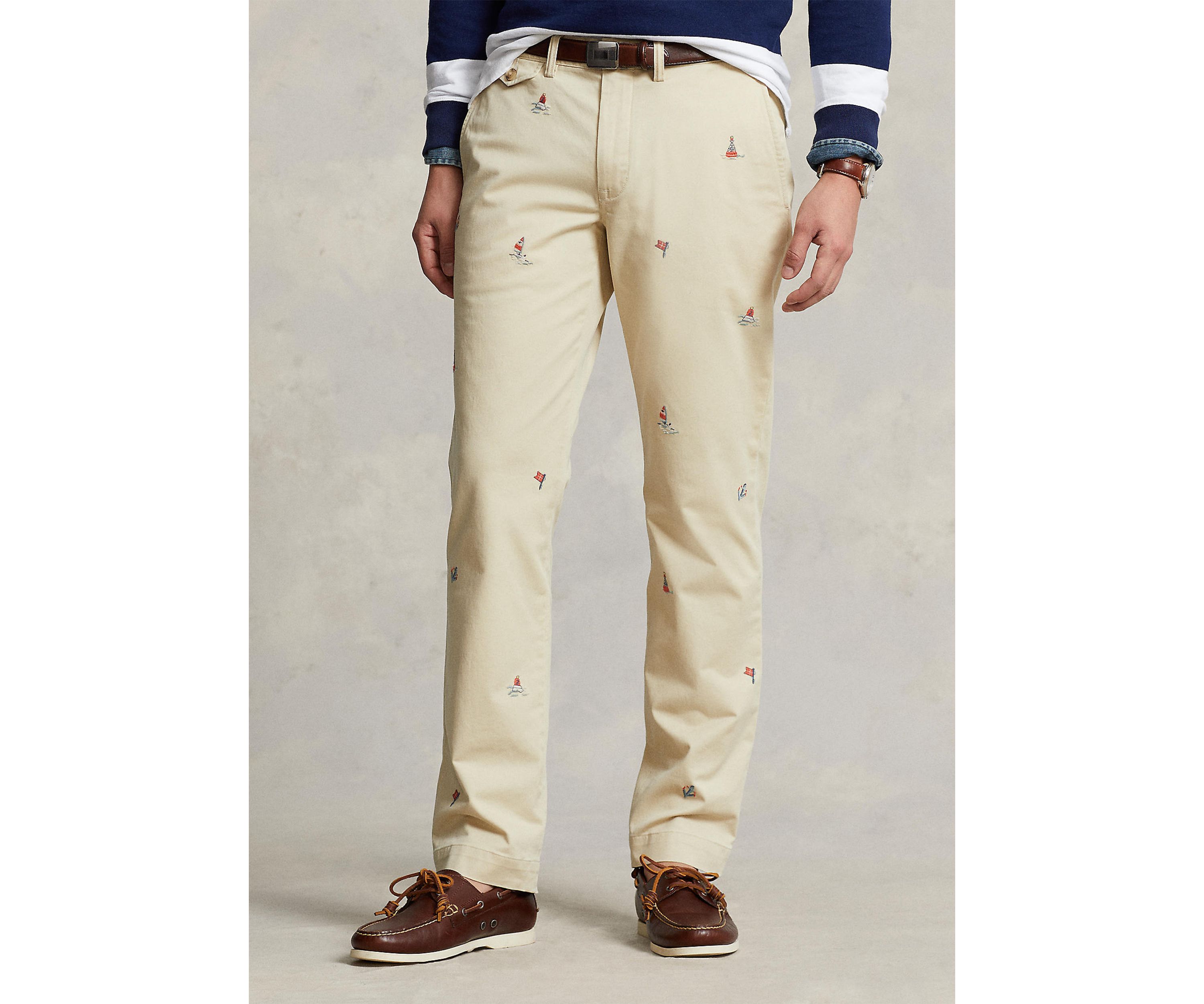 Straight Fit Embroidered Chino Pants 