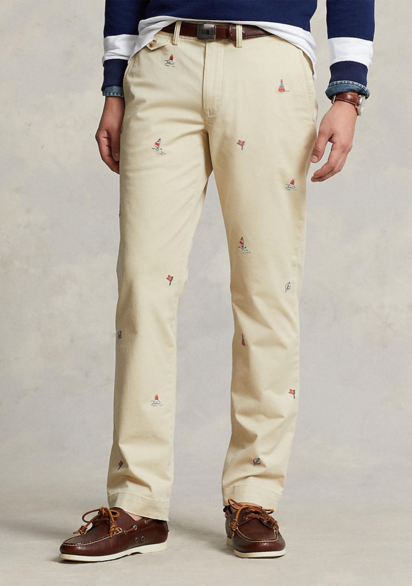 Straight Fit Embroidered Chino Pants 