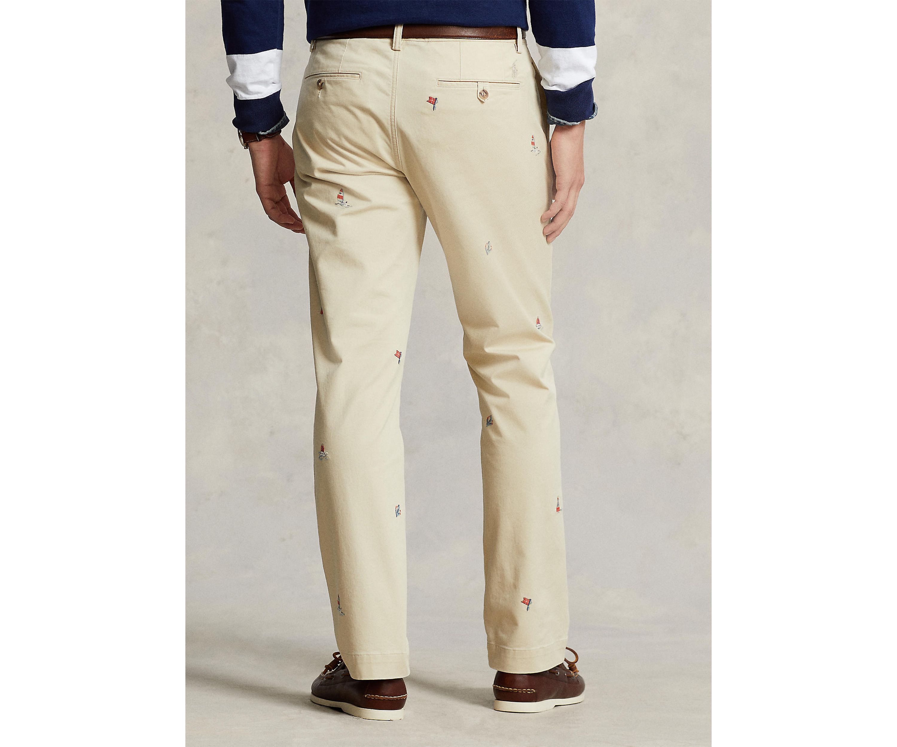 Straight Fit Embroidered Chino Pants 