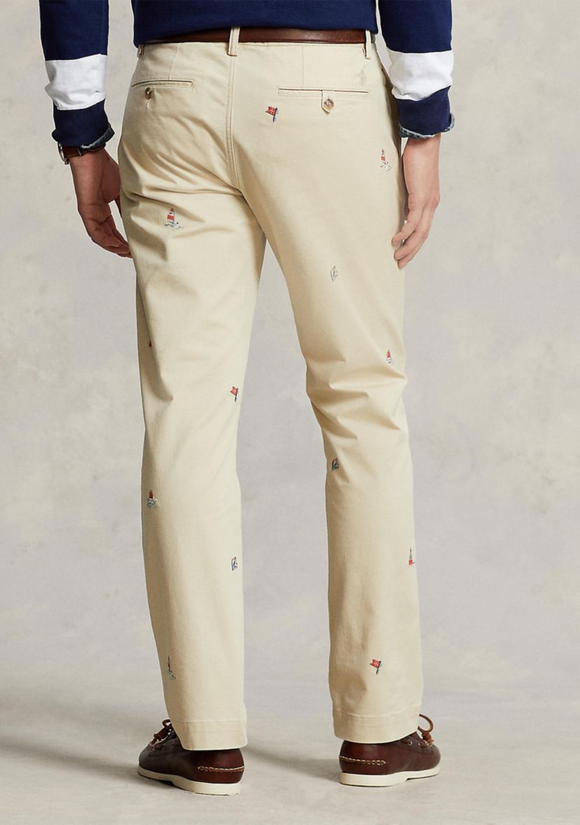 Straight Fit Embroidered Chino Pants 