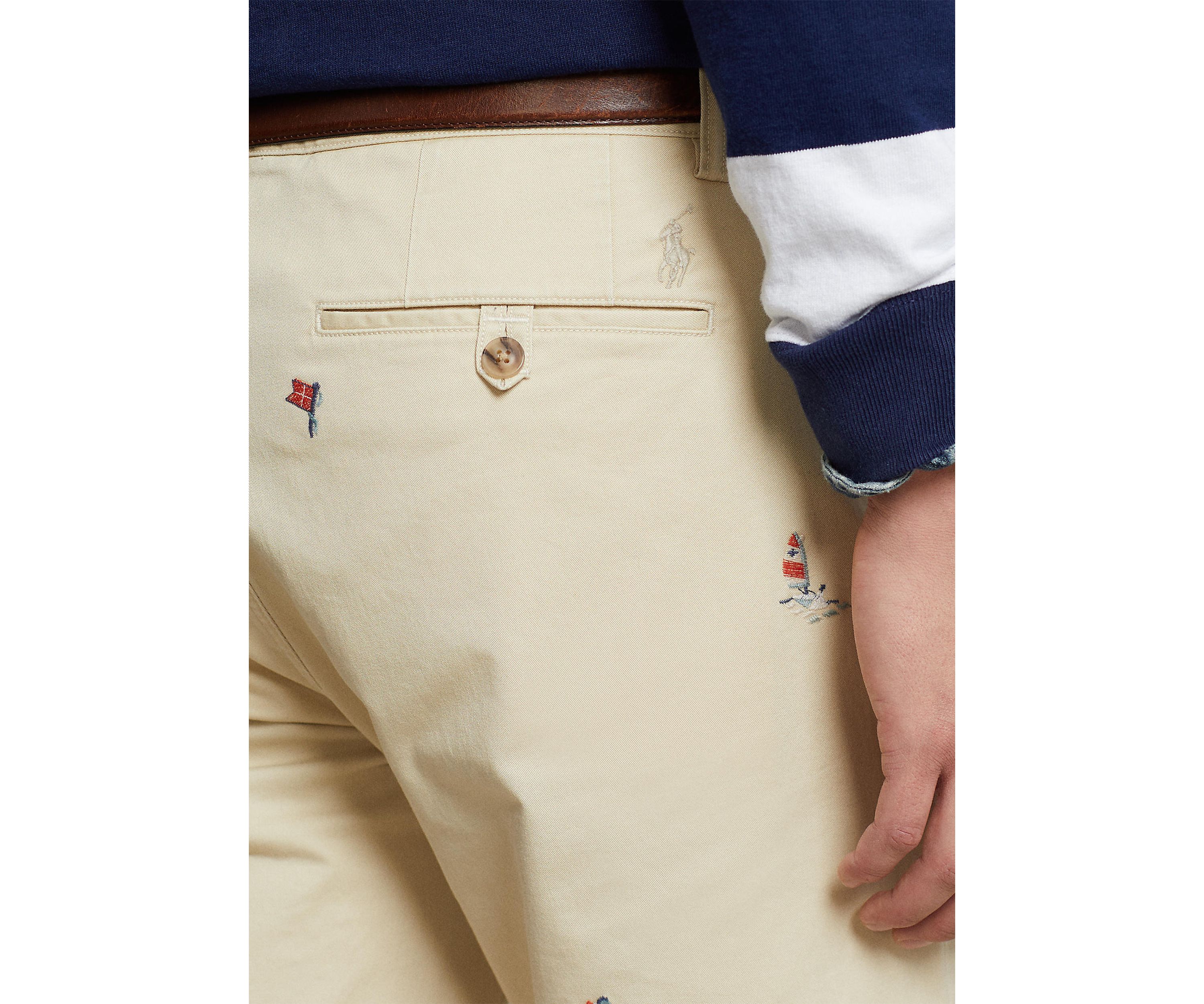 Straight Fit Embroidered Chino Pants 