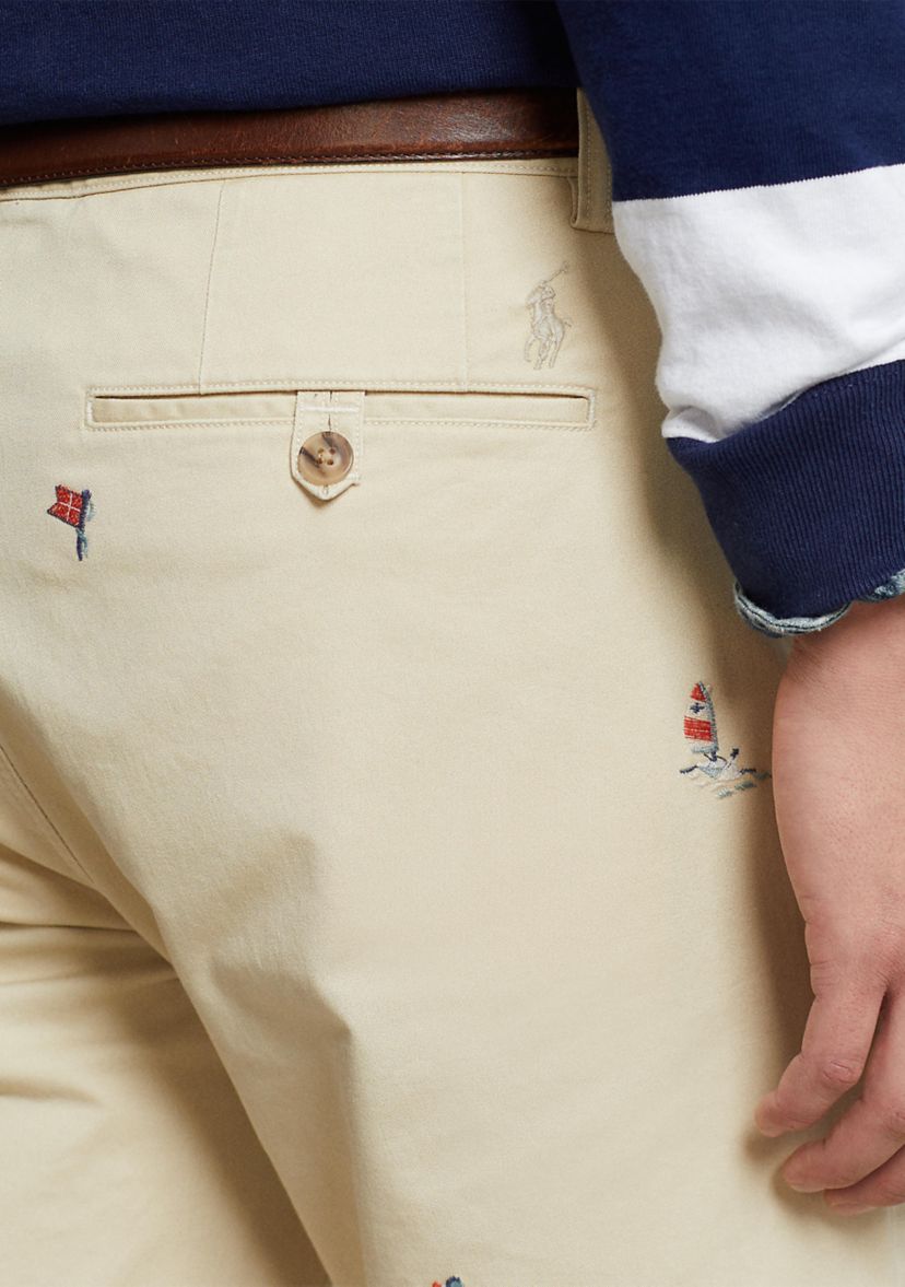 Straight Fit Embroidered Chino Pants 