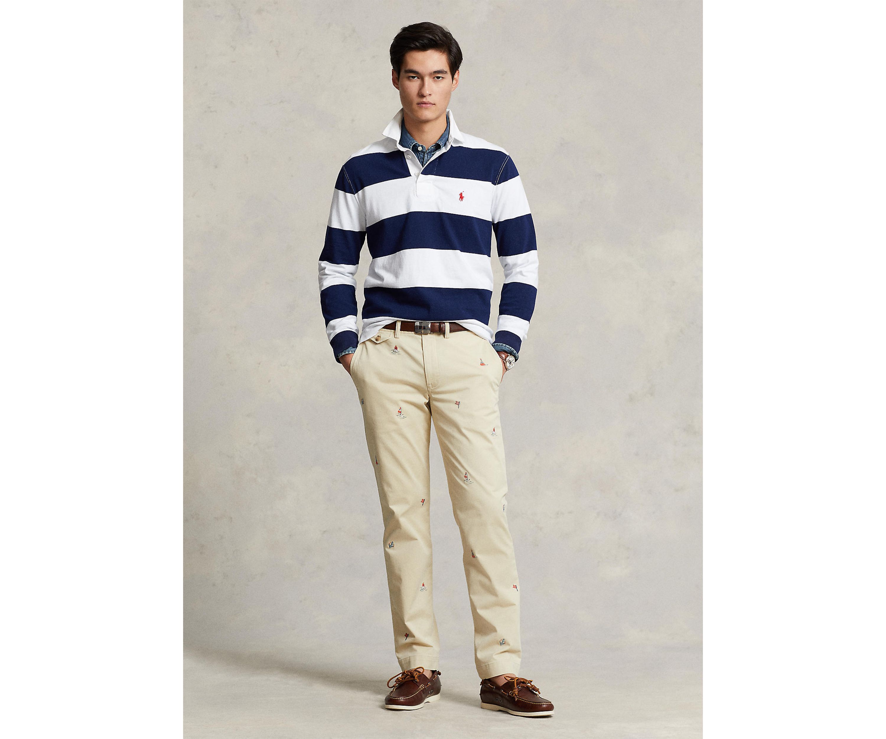 Straight Fit Embroidered Chino Pants 