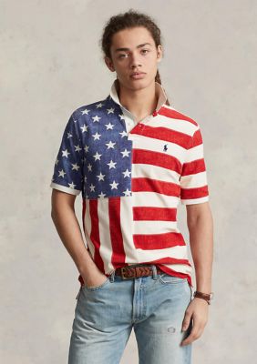 Polo Ralph Lauren Men's Classic Fit Flag Print Mesh Polo Shirt