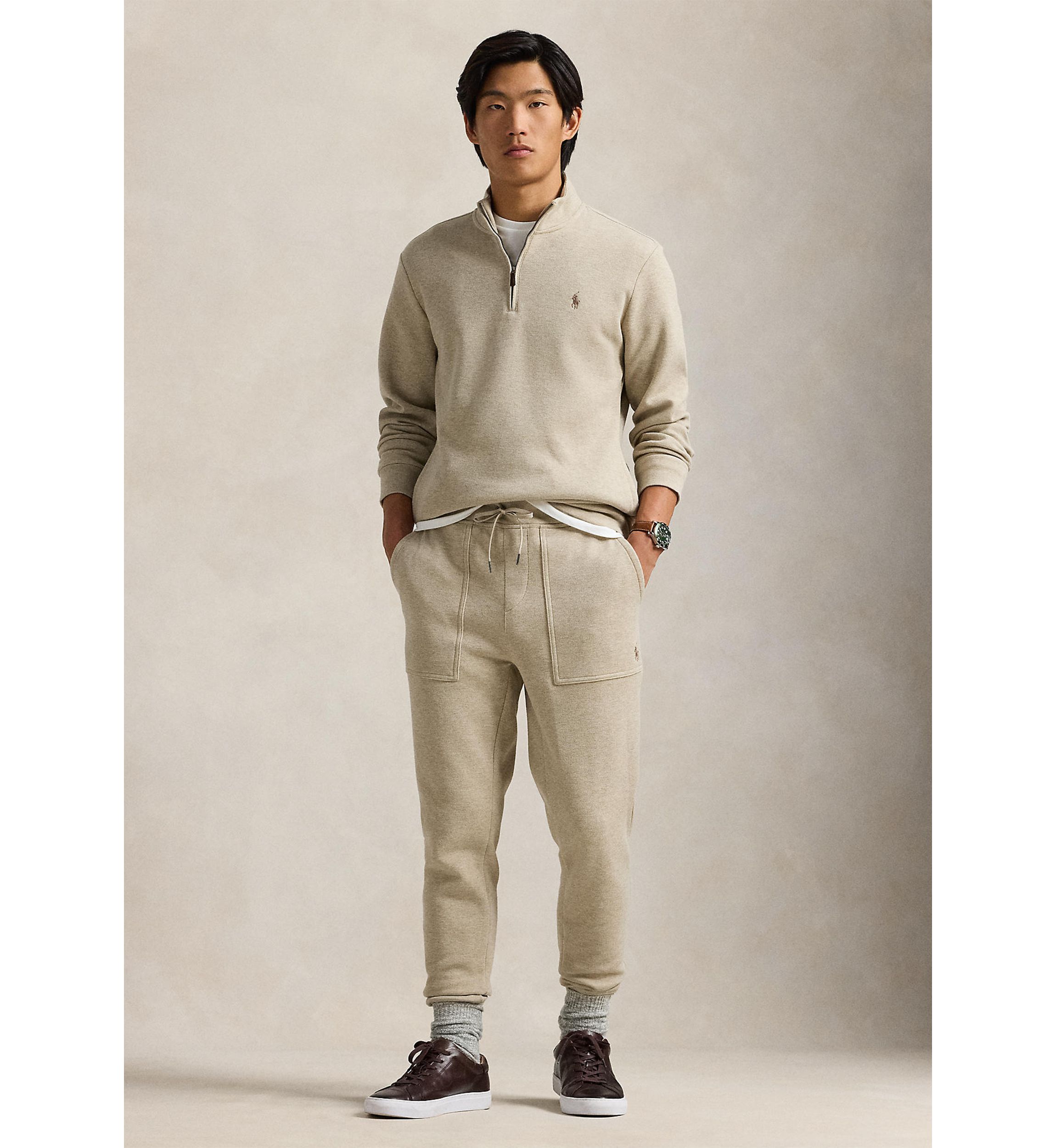 Double Knit Mesh Quarter Zip Pullover Sweatshirt