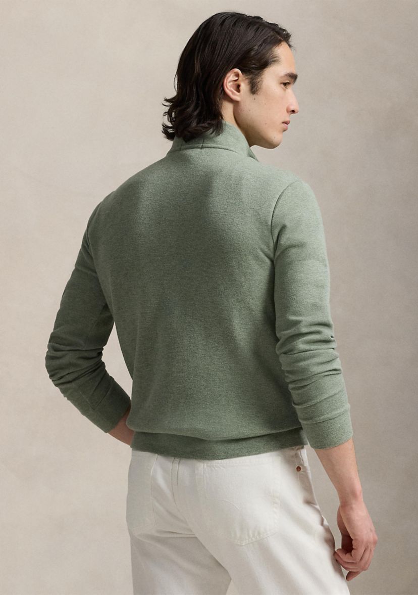 Double Knit Mesh Quarter Zip Pullover Sweater