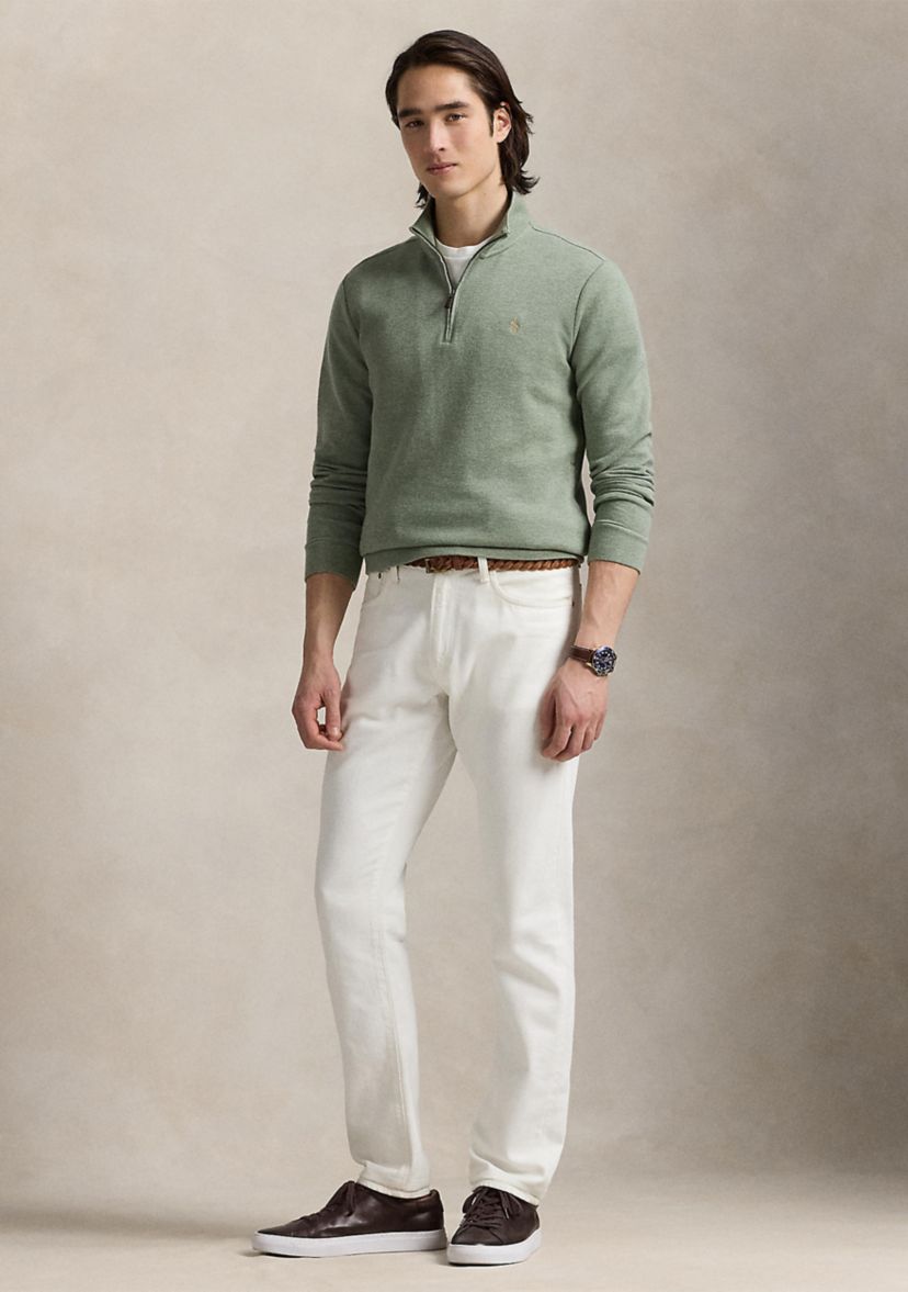 Double Knit Mesh Quarter Zip Pullover Sweater