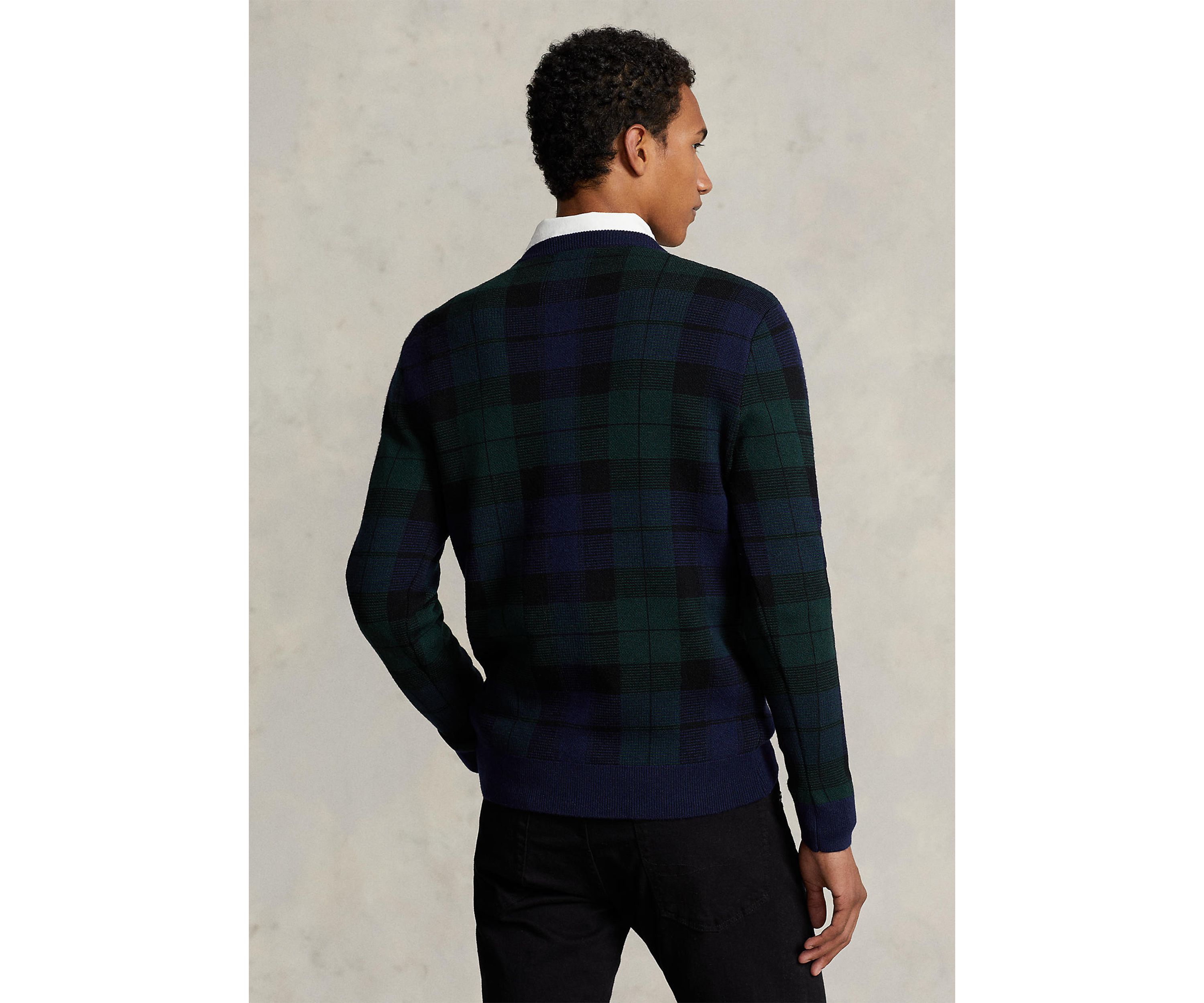 Plaid Washable Wool Sweater