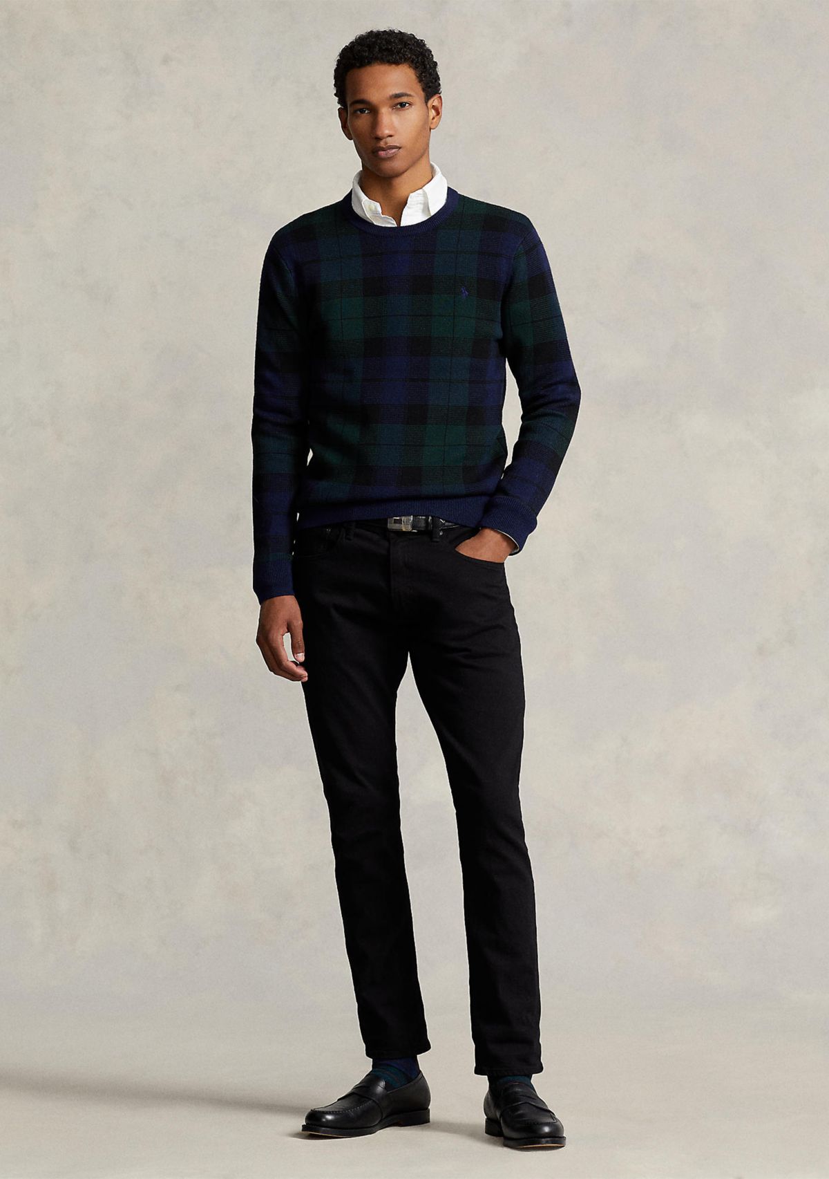 Plaid Washable Wool Sweater