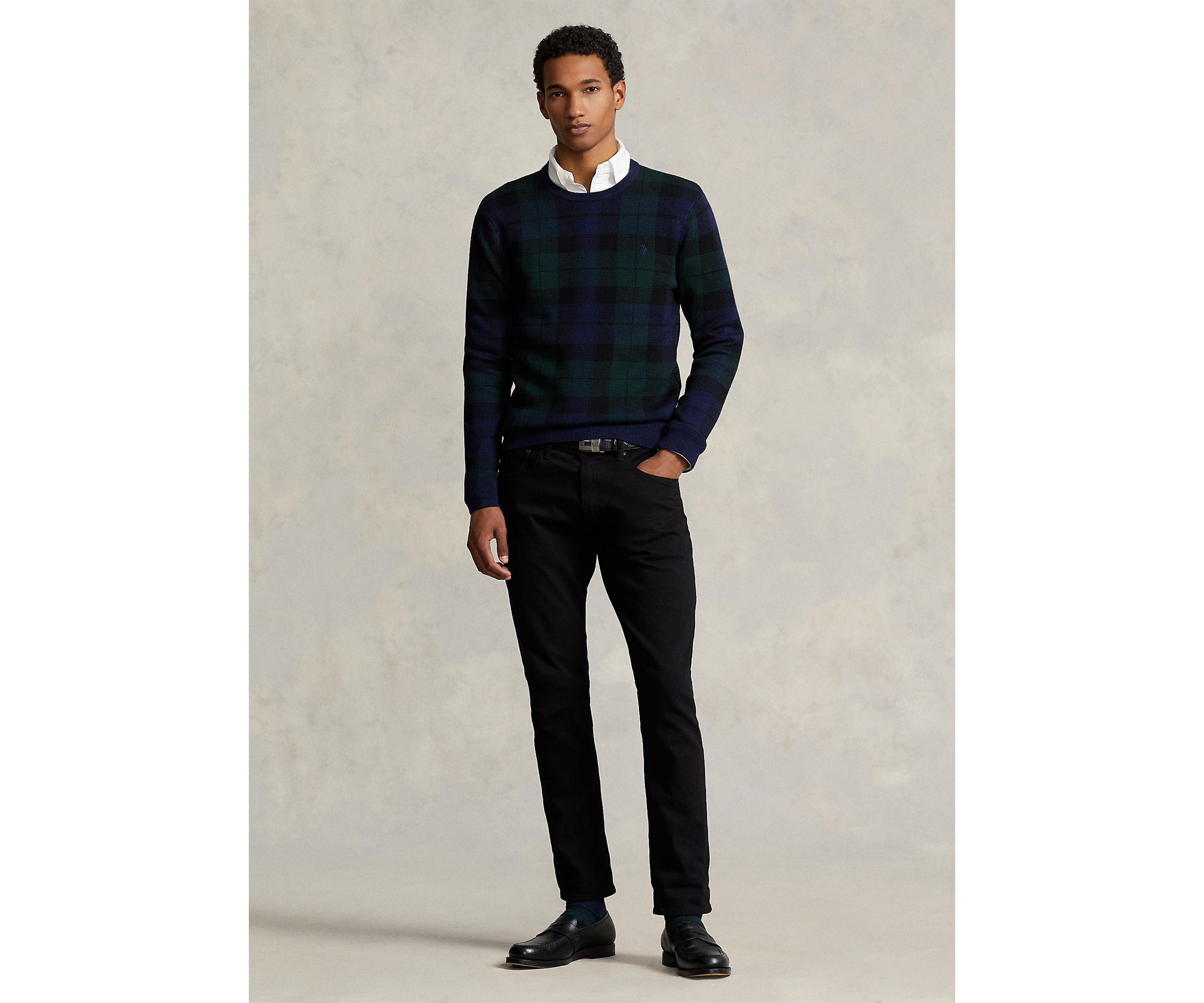 Plaid Washable Wool Sweater