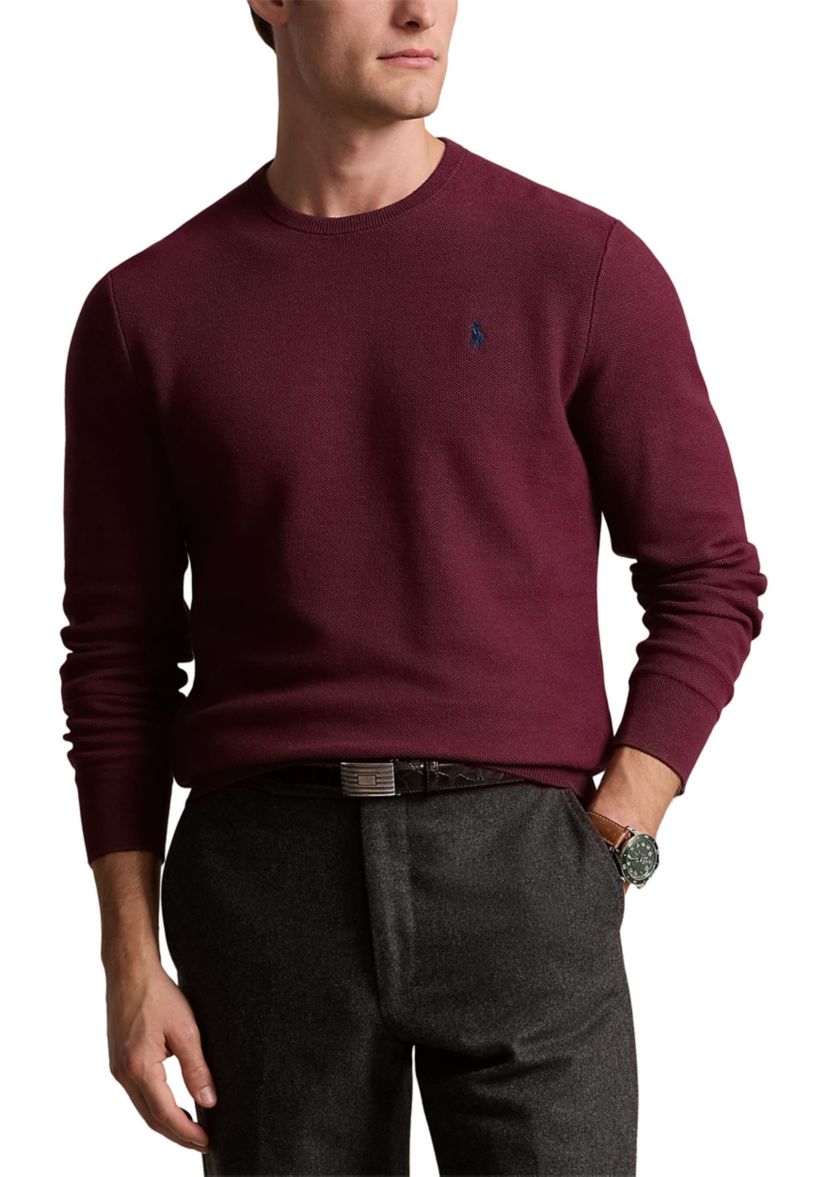Textured Cotton Crew Neck Sweater