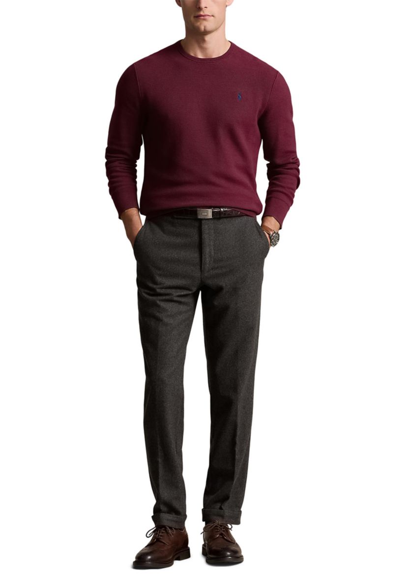 Textured Cotton Crew Neck Sweater