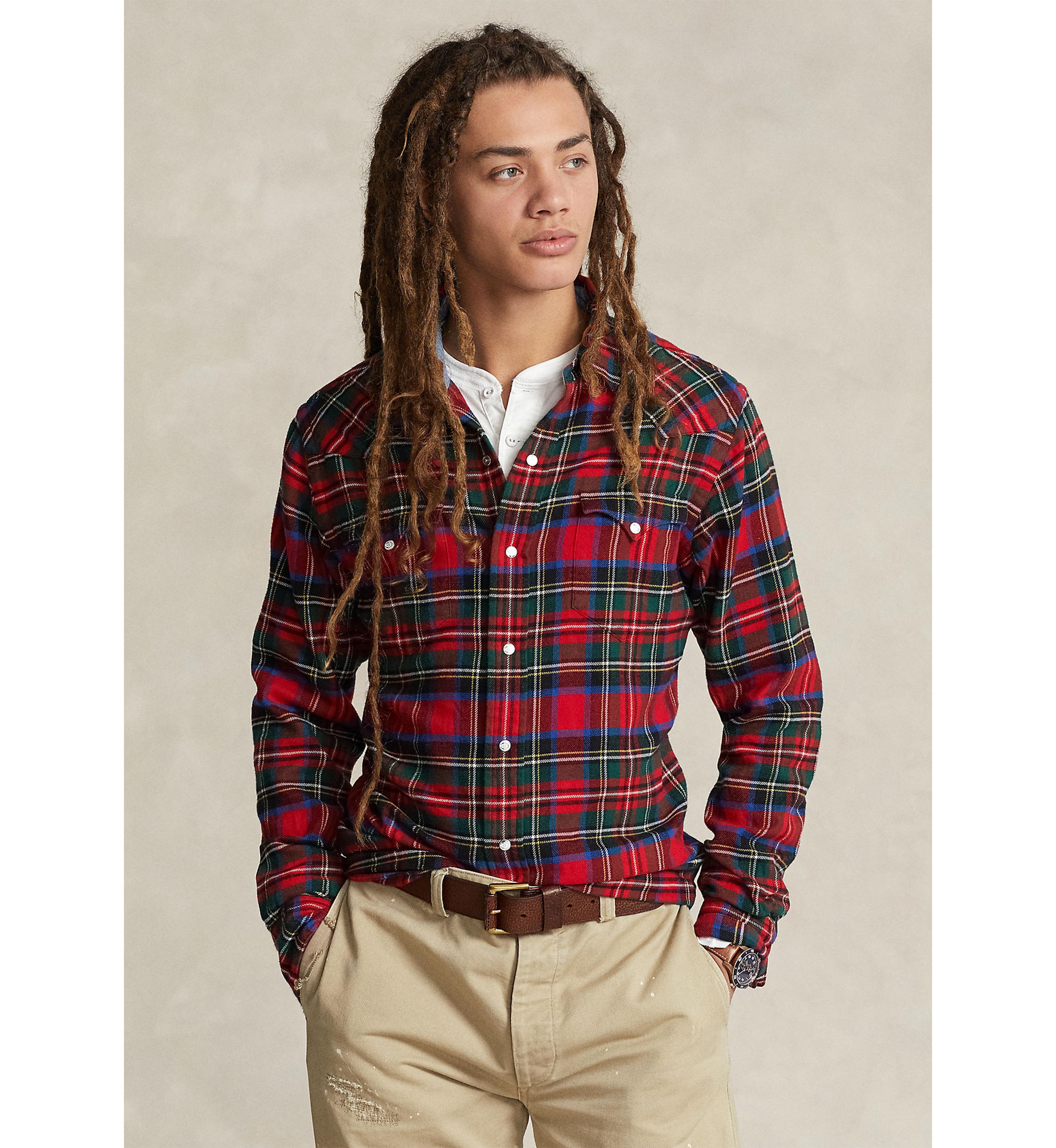 Plaid Twill Western Shirt