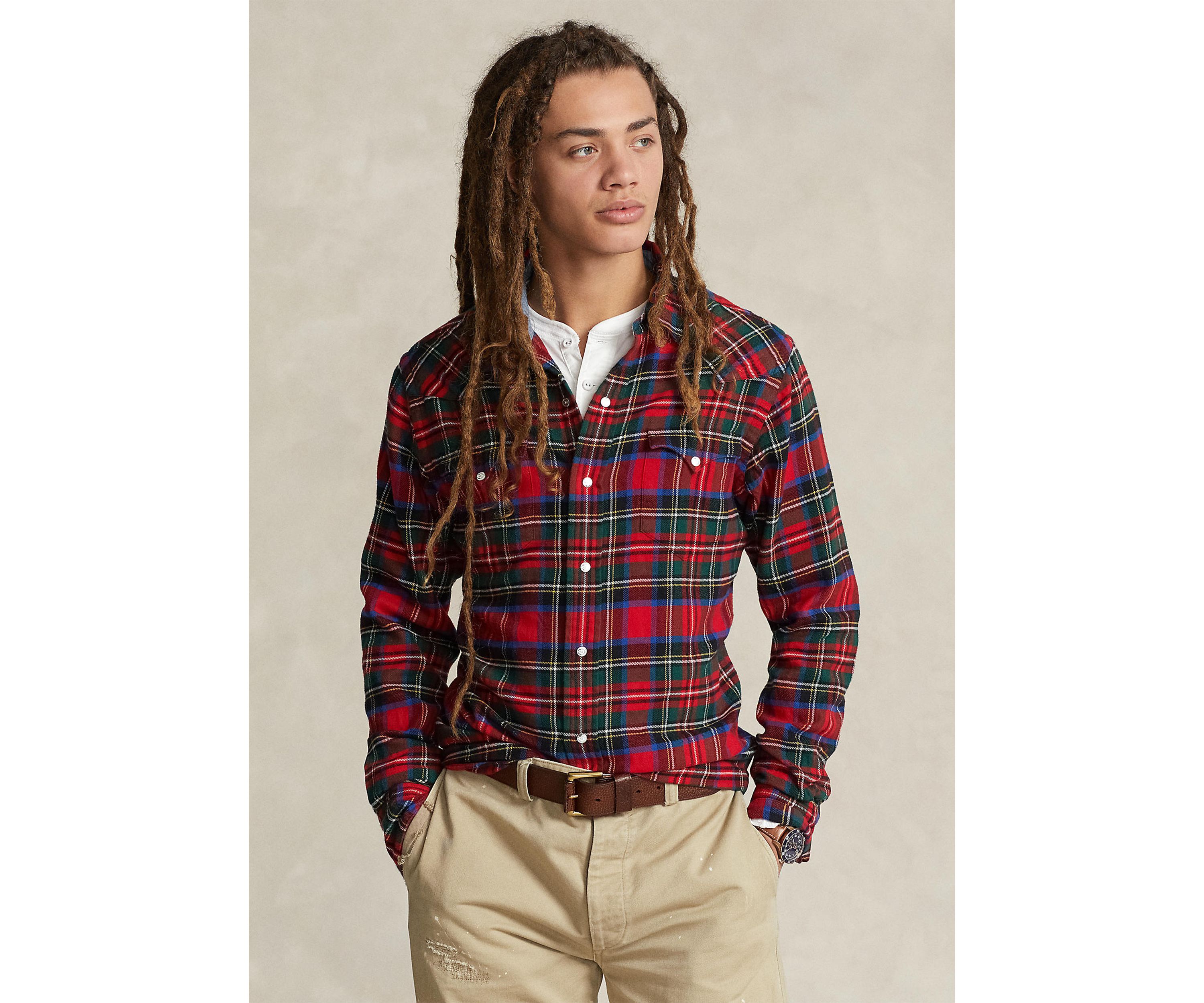 Plaid Twill Western Shirt