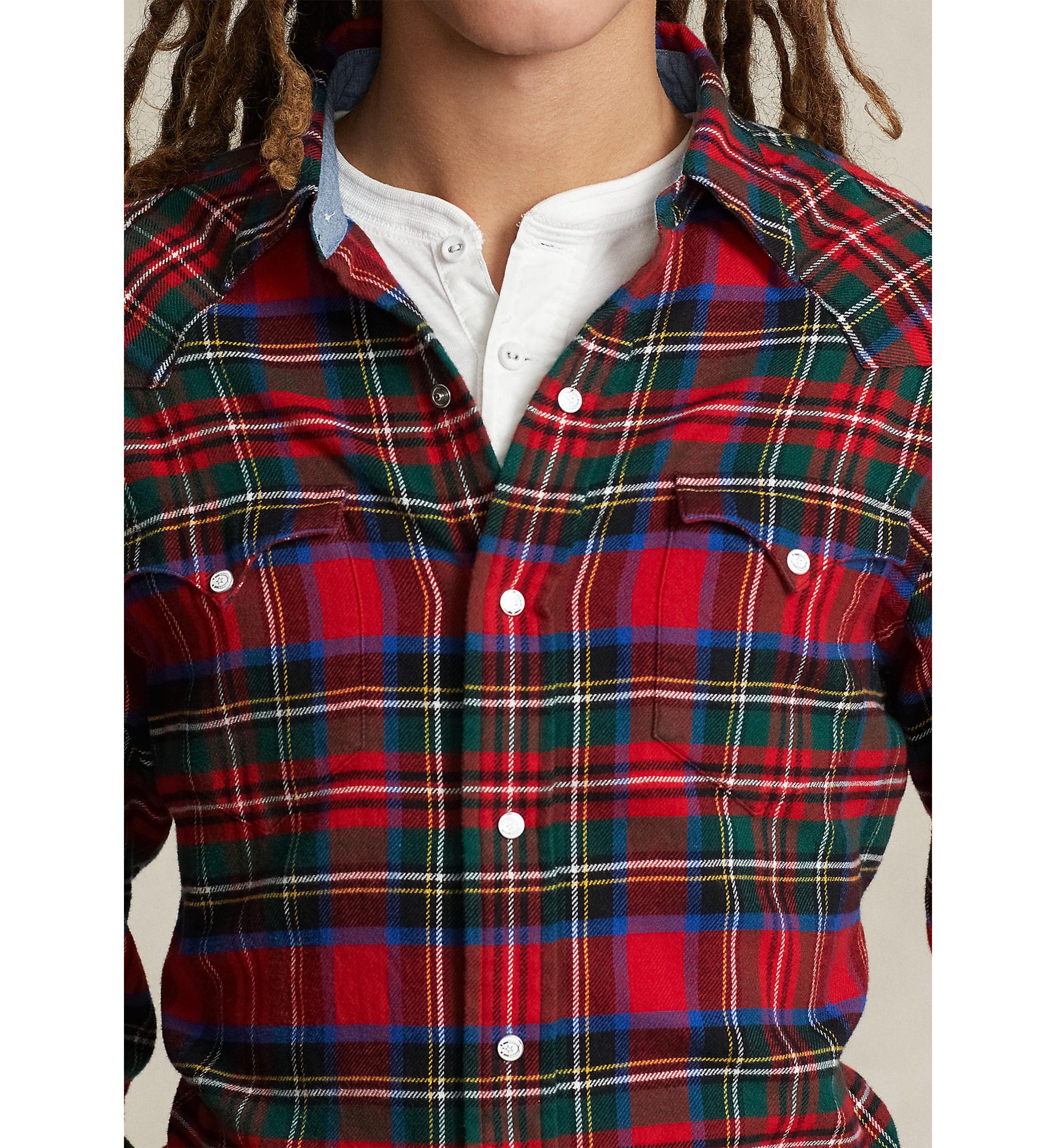 Plaid Twill Western Shirt