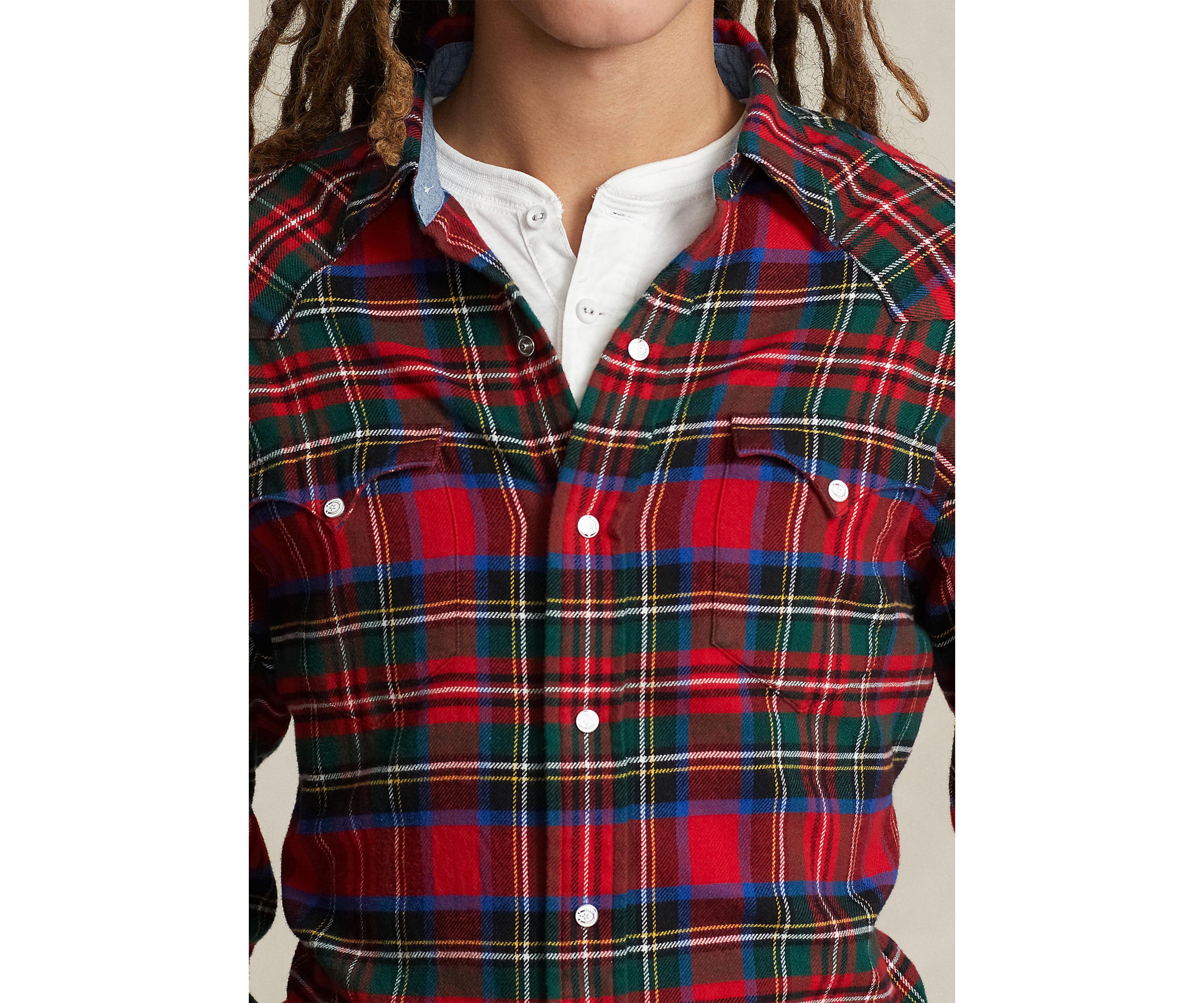 Plaid Twill Western Shirt