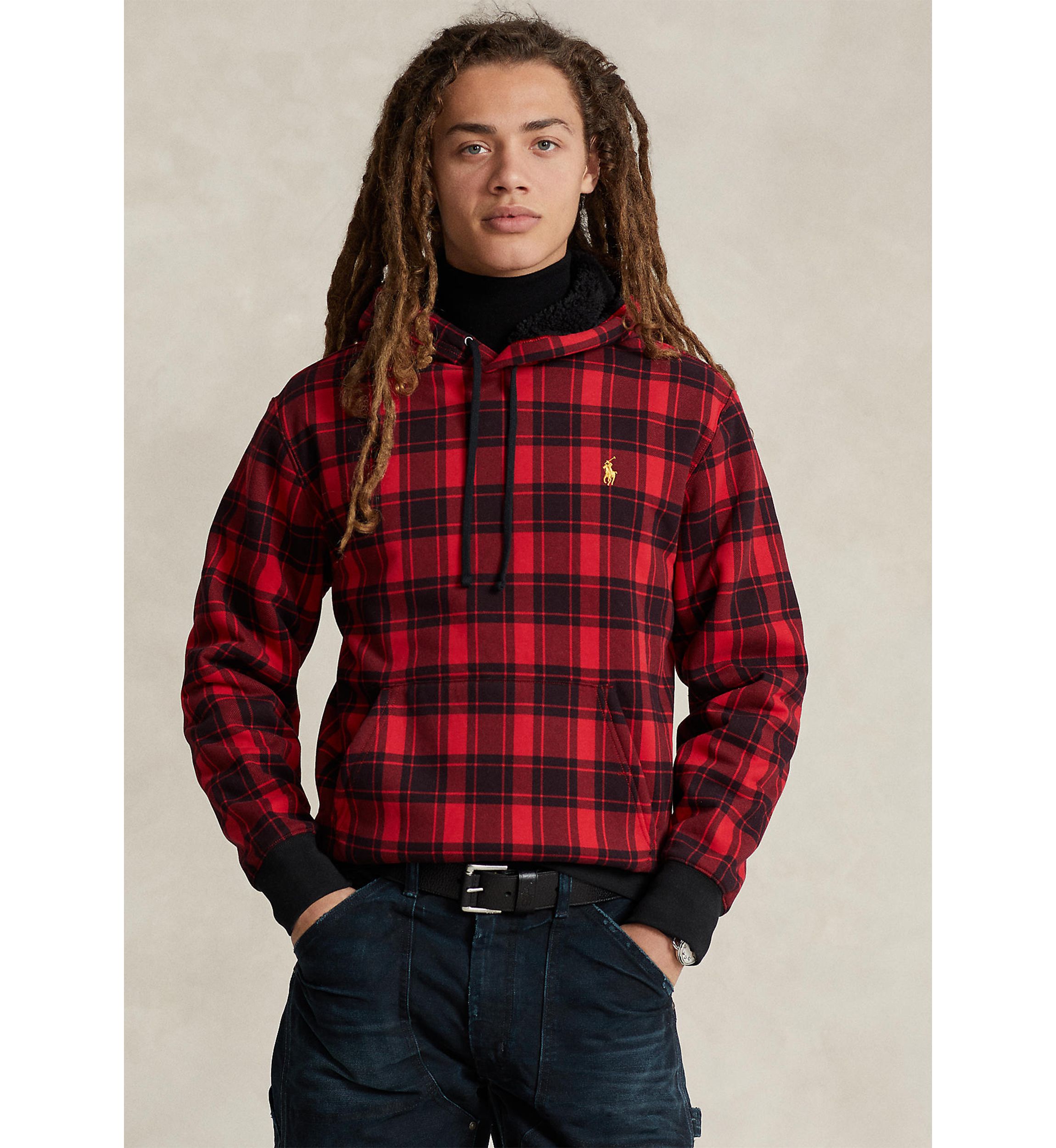 Plaid Pile Fleece Hoodie