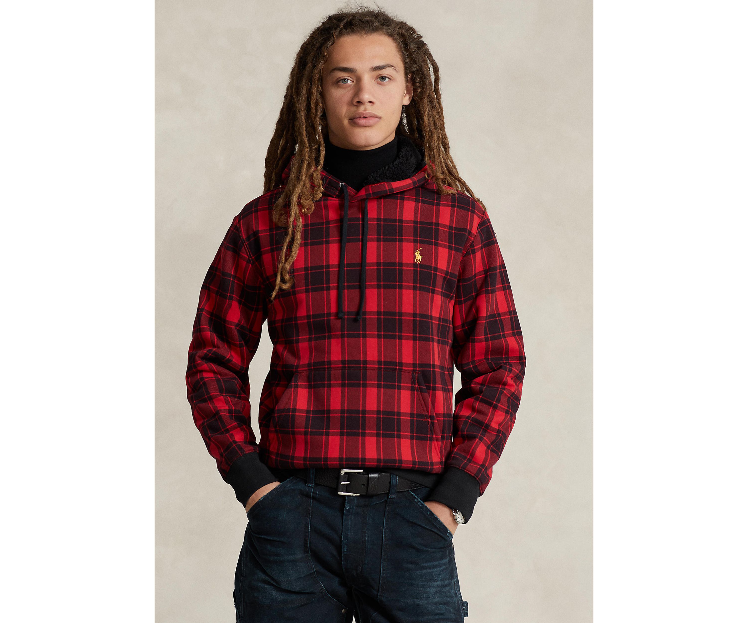 Plaid Pile Fleece Hoodie