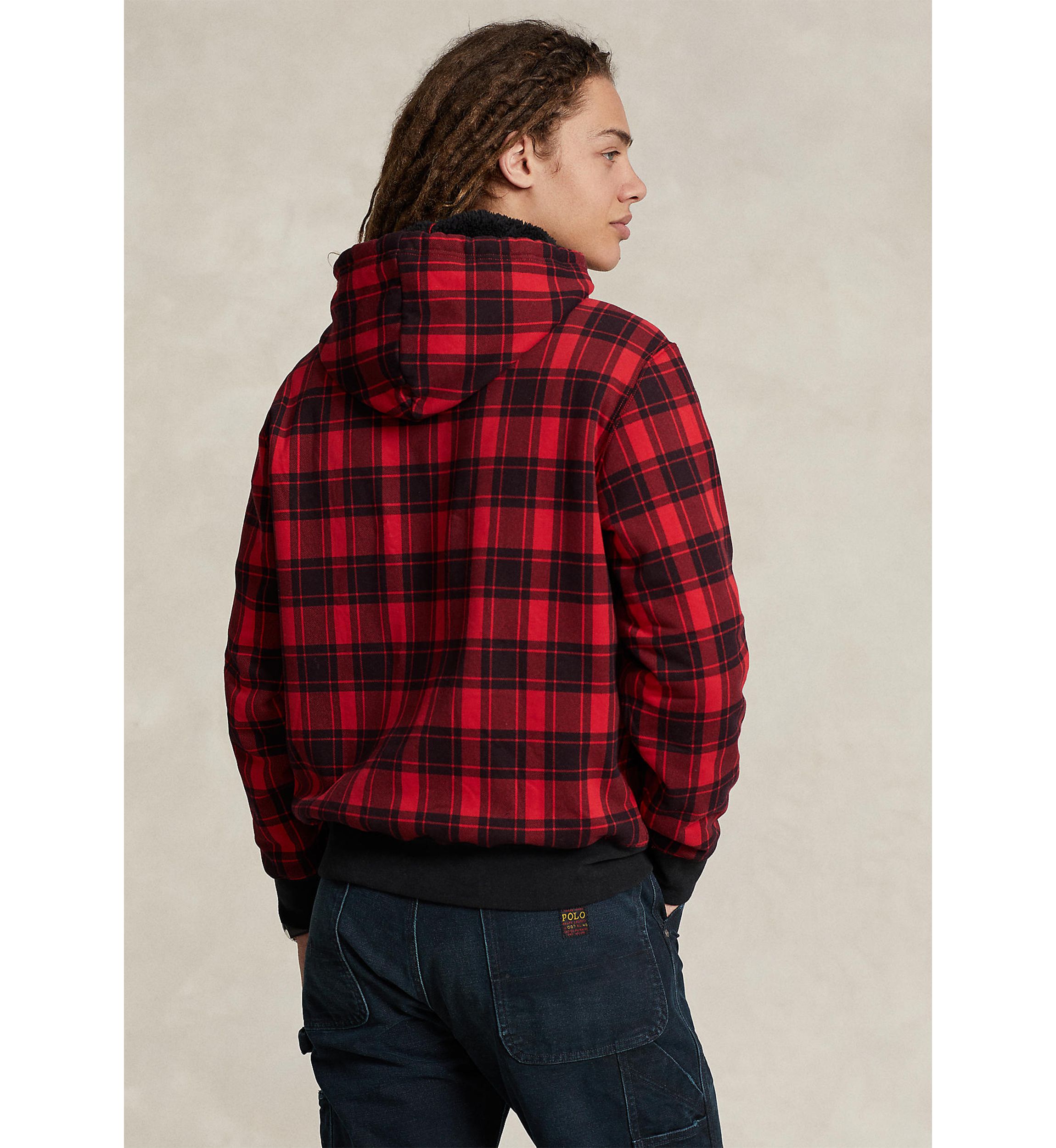 Plaid Pile Fleece Hoodie