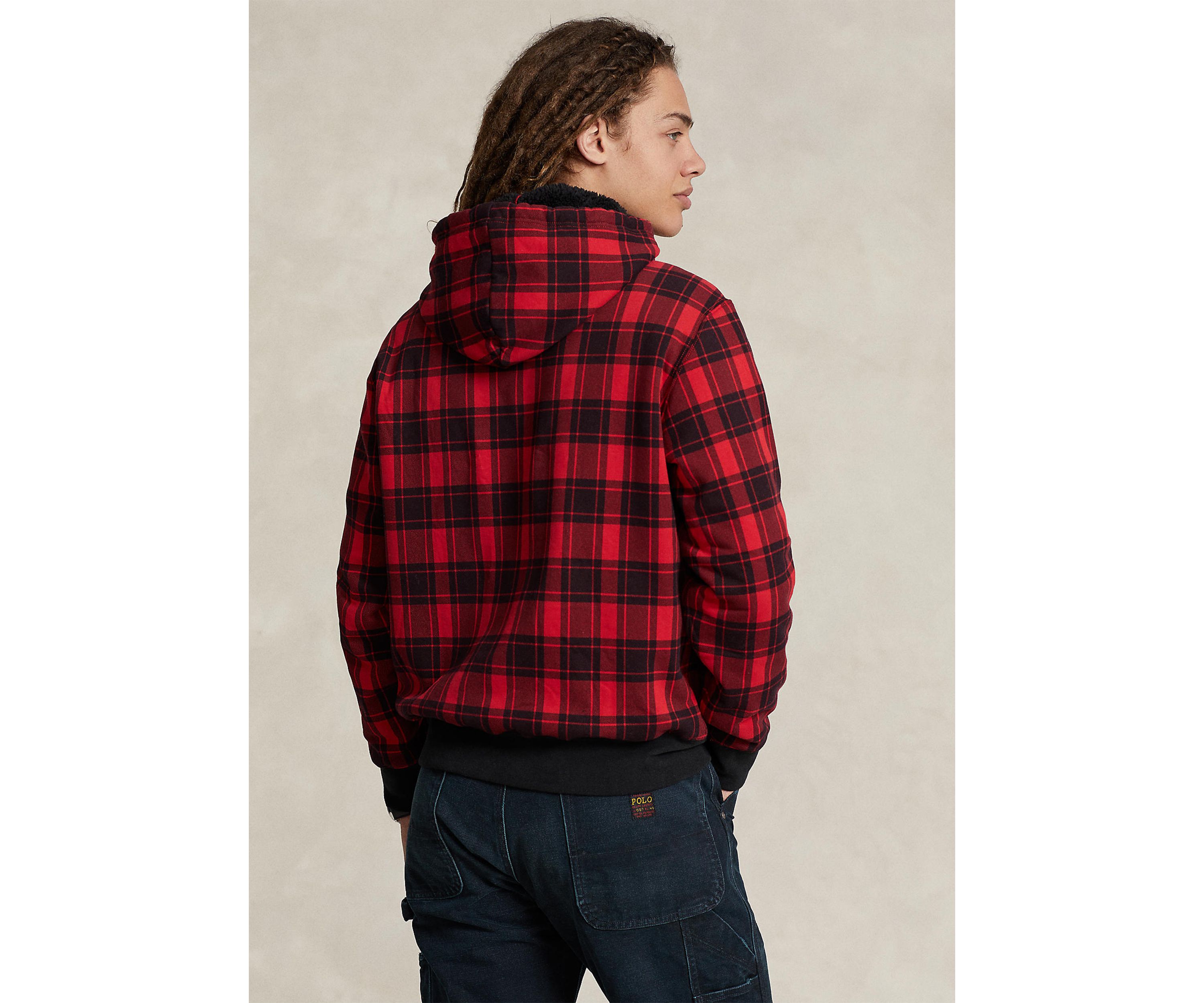 Plaid Pile Fleece Hoodie