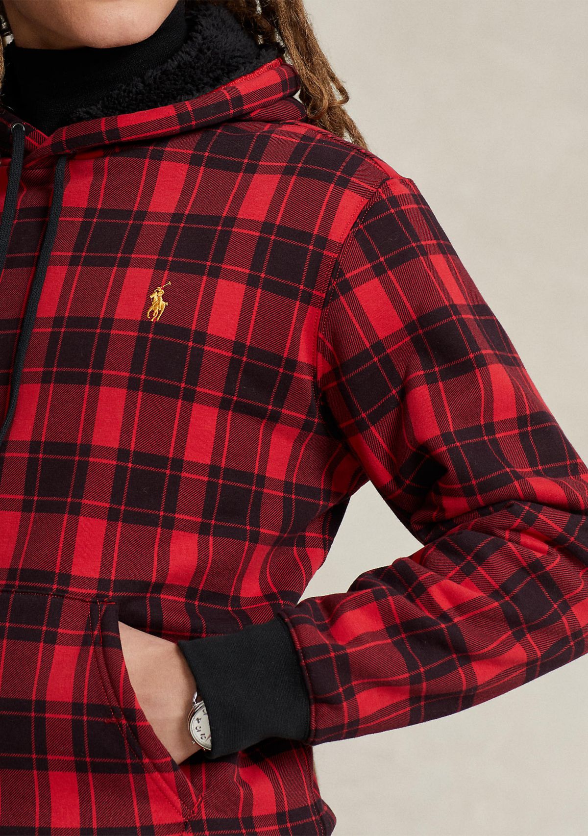 Plaid Pile Fleece Hoodie