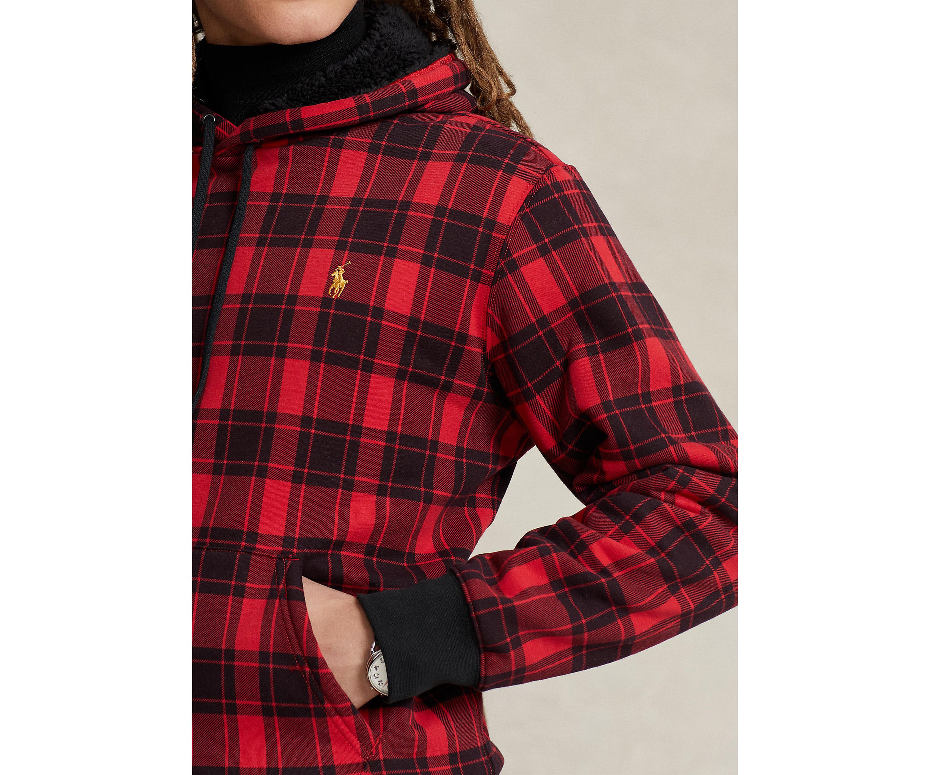 Plaid Pile Fleece Hoodie