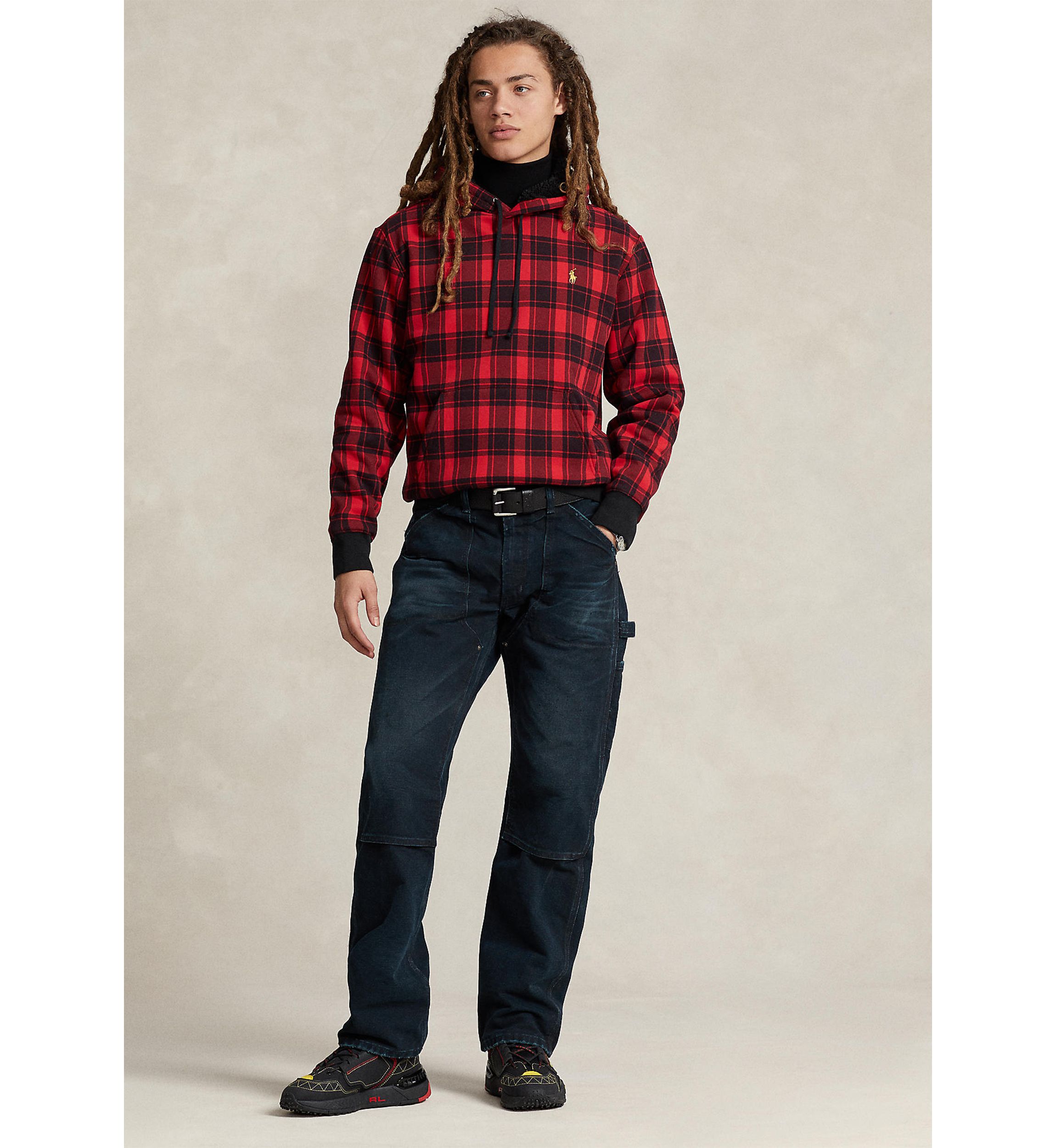 Plaid Pile Fleece Hoodie