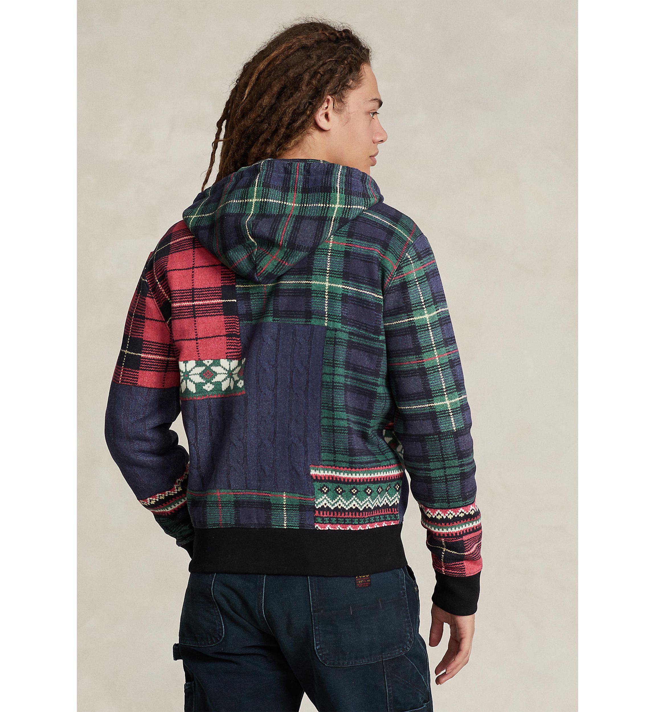 Patchwork Print Fleece Full Zip Hoodie