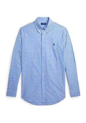 Polo Ralph Lauren Men's Classic Fit Plaid Stretch Poplin Shirt, Blue, 2XL