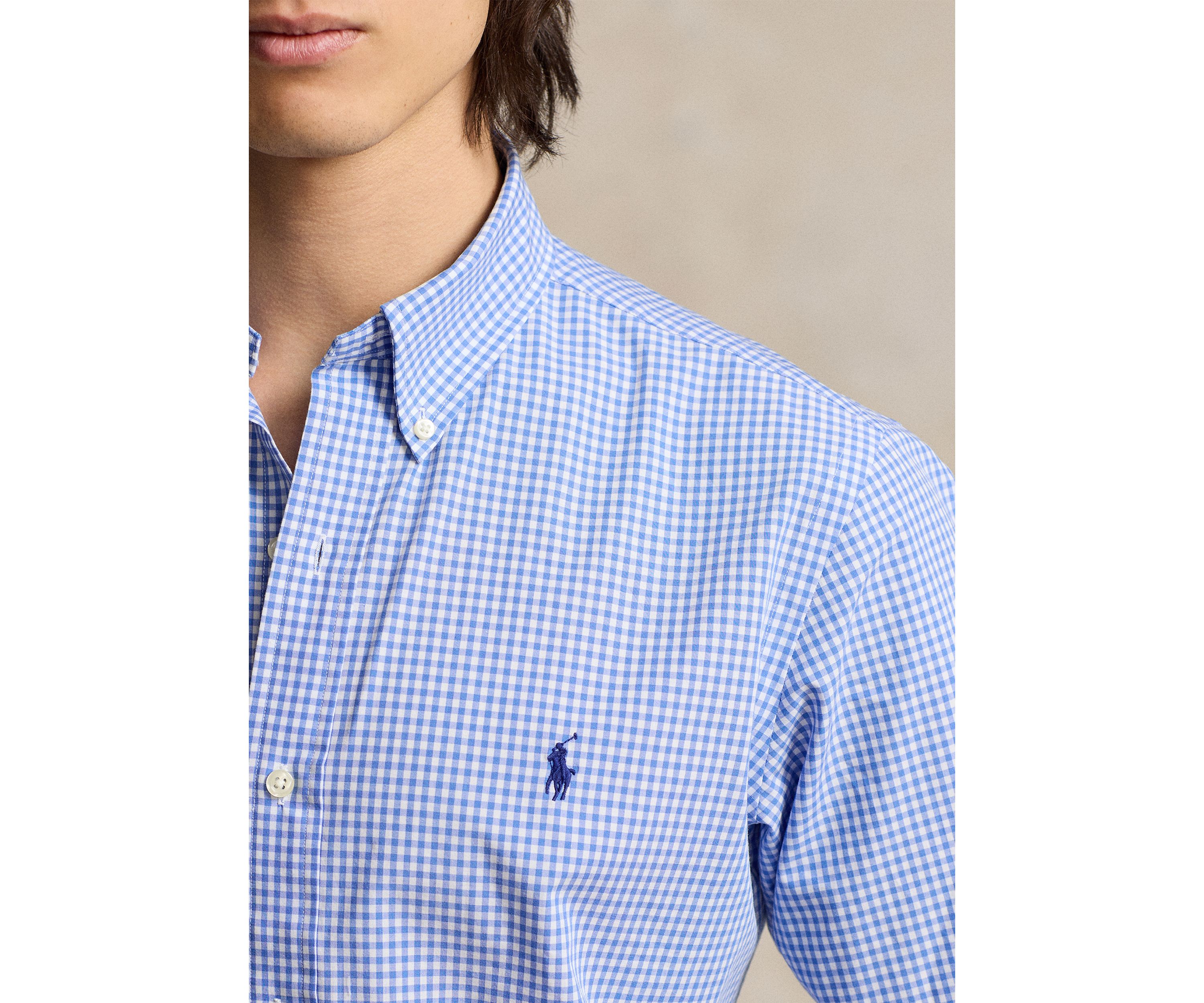 Slim Fit Checked Stretch Poplin Shirt
