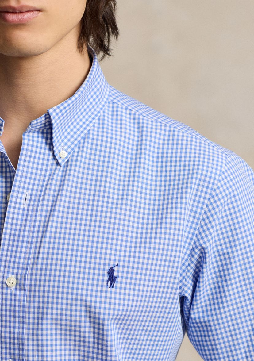 Slim Fit Checked Stretch Poplin Shirt