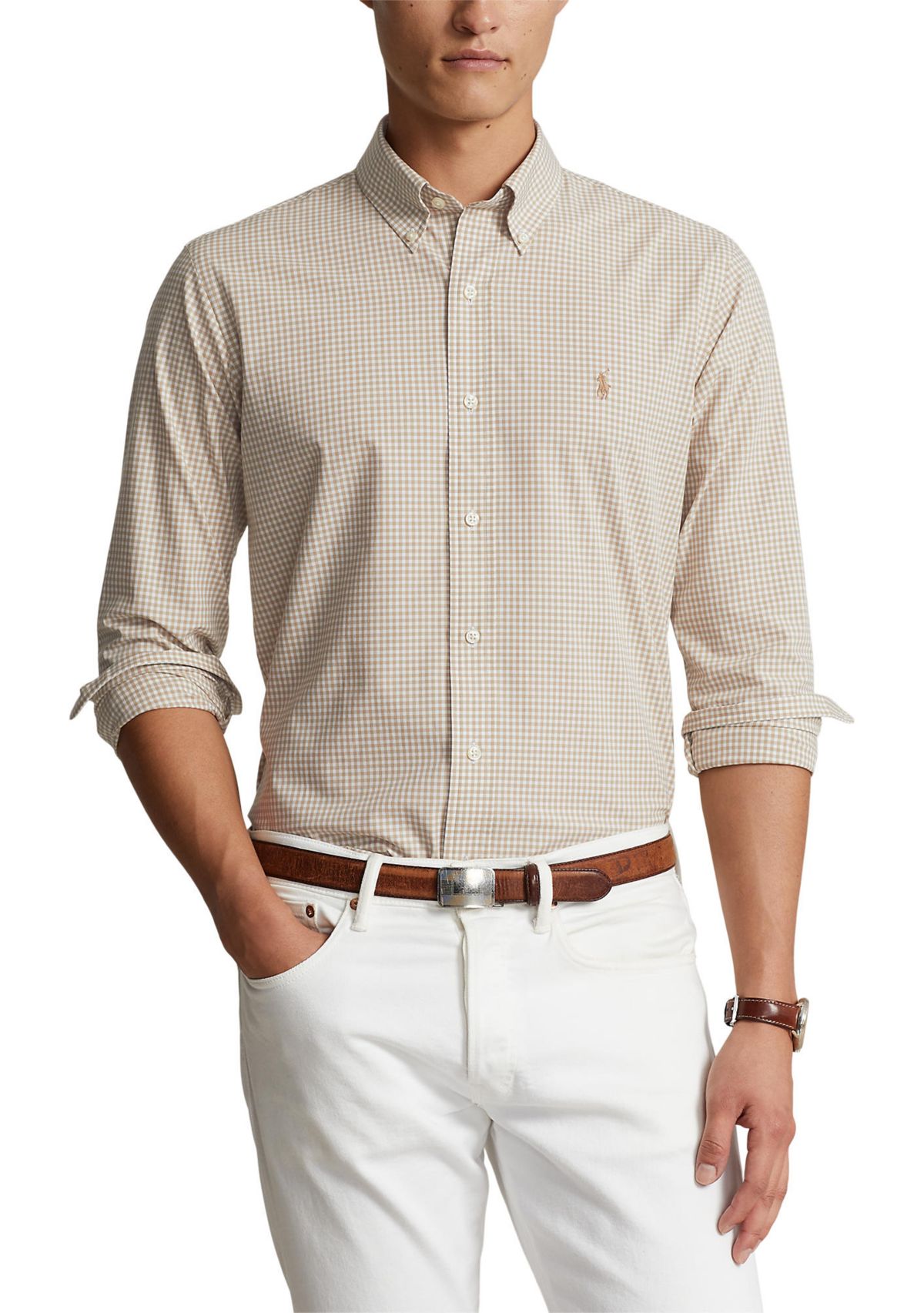 Classic Fit Gingham Stretch Poplin Shirt
