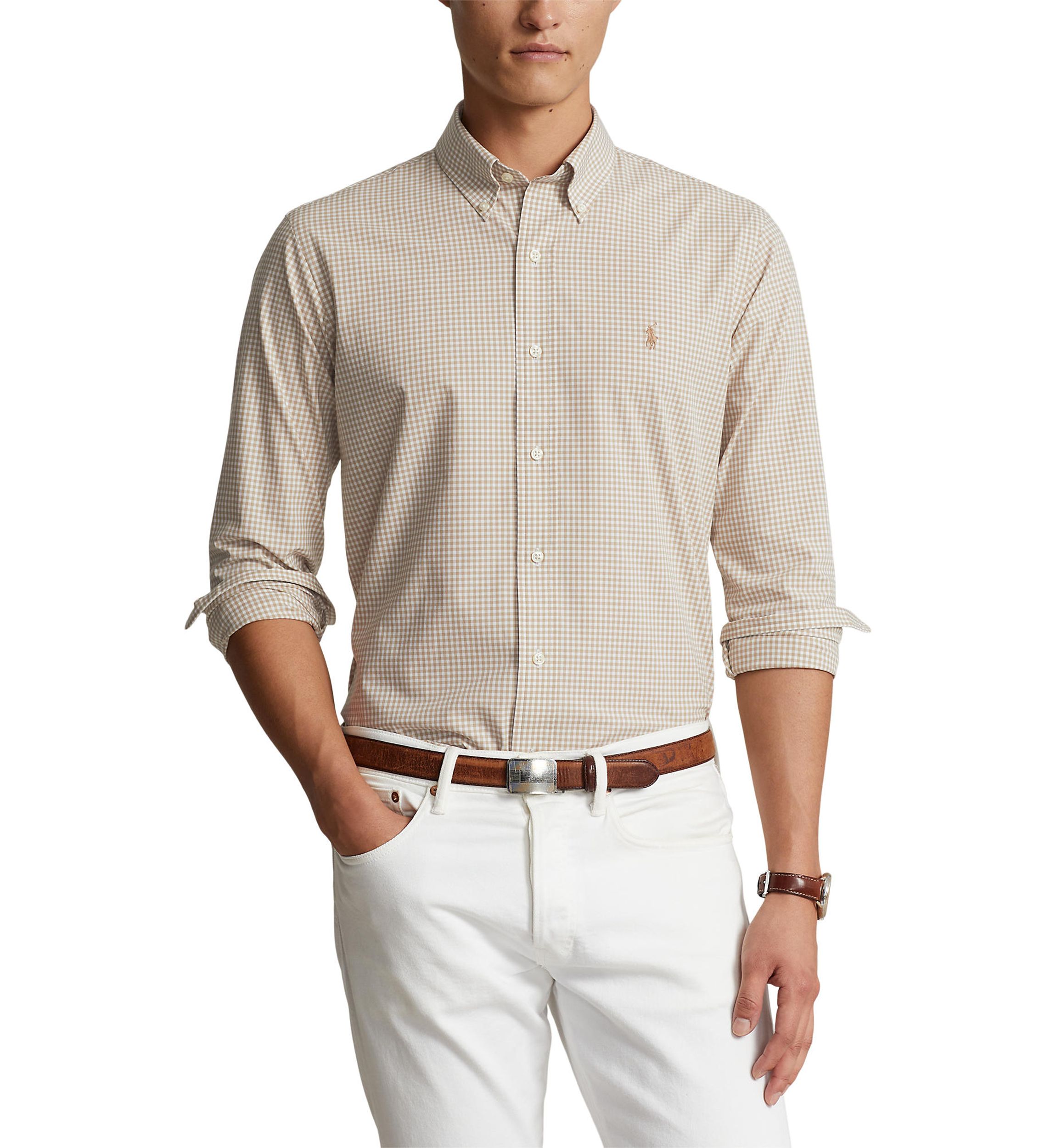 Classic Fit Gingham Stretch Poplin Shirt