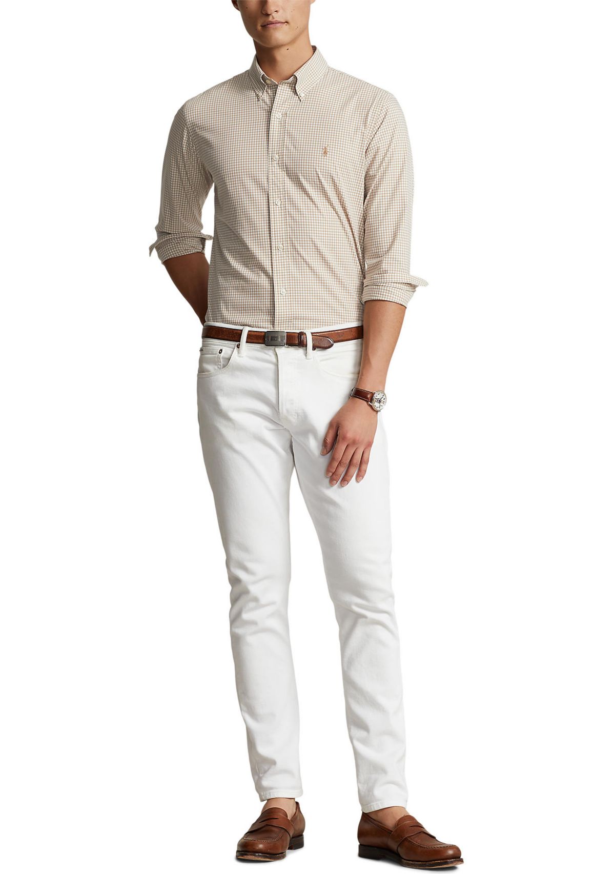 Classic Fit Gingham Stretch Poplin Shirt