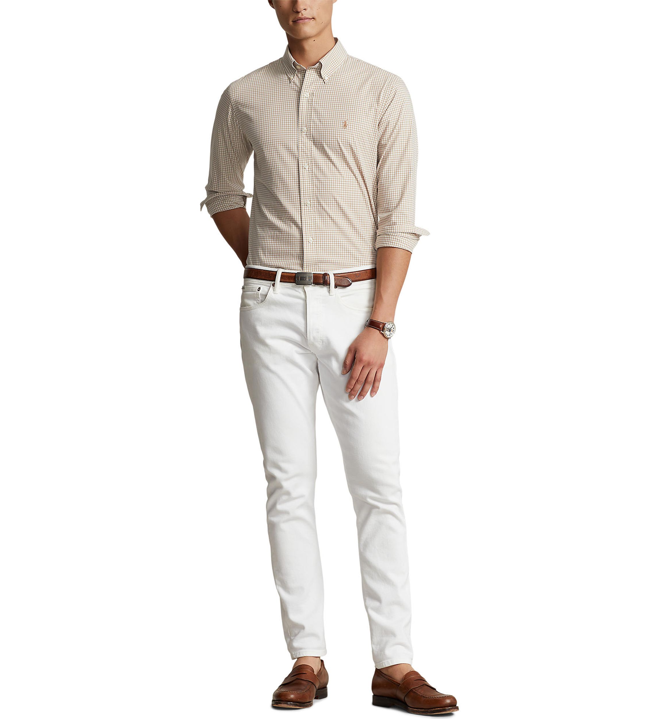 Classic Fit Gingham Stretch Poplin Shirt