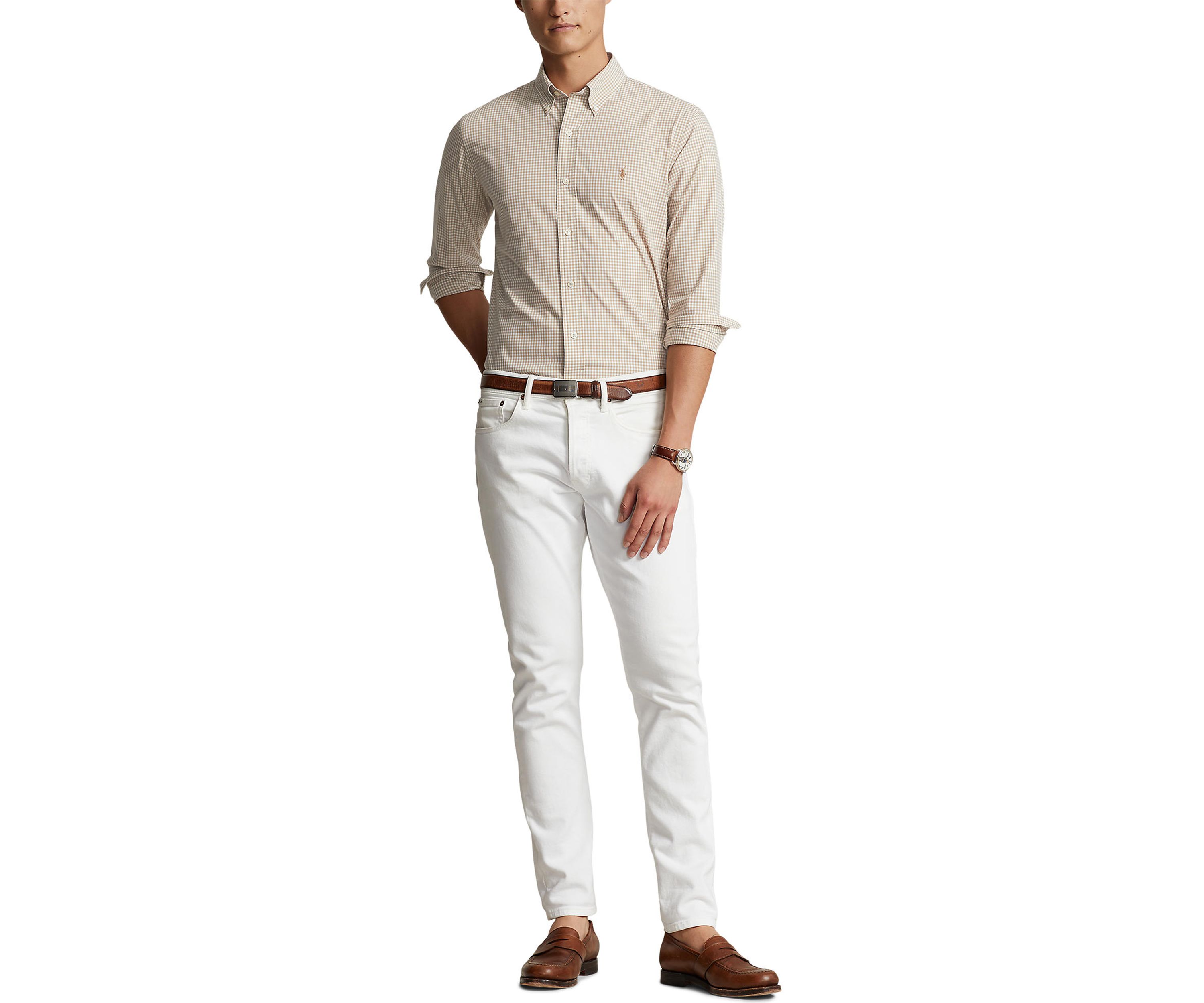 Classic Fit Gingham Stretch Poplin Shirt