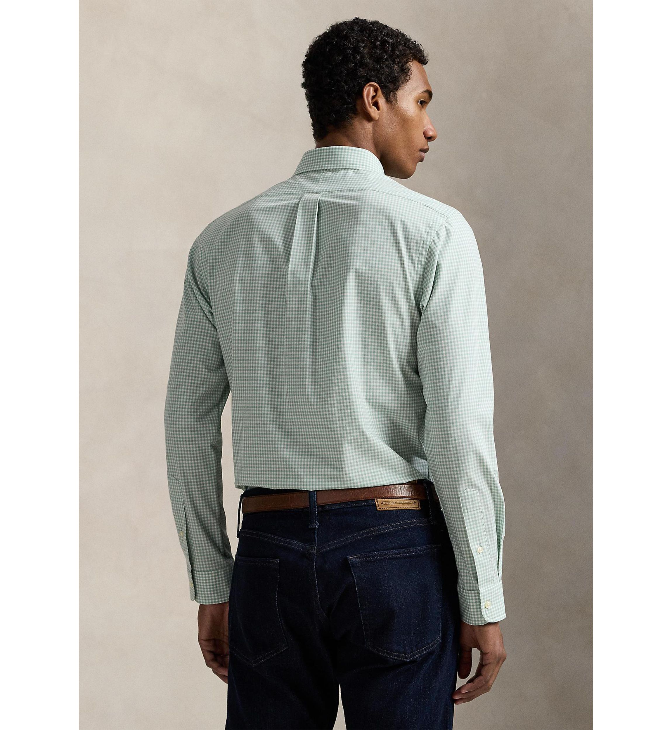 Classic Fit Gingham Stretch Poplin Shirt