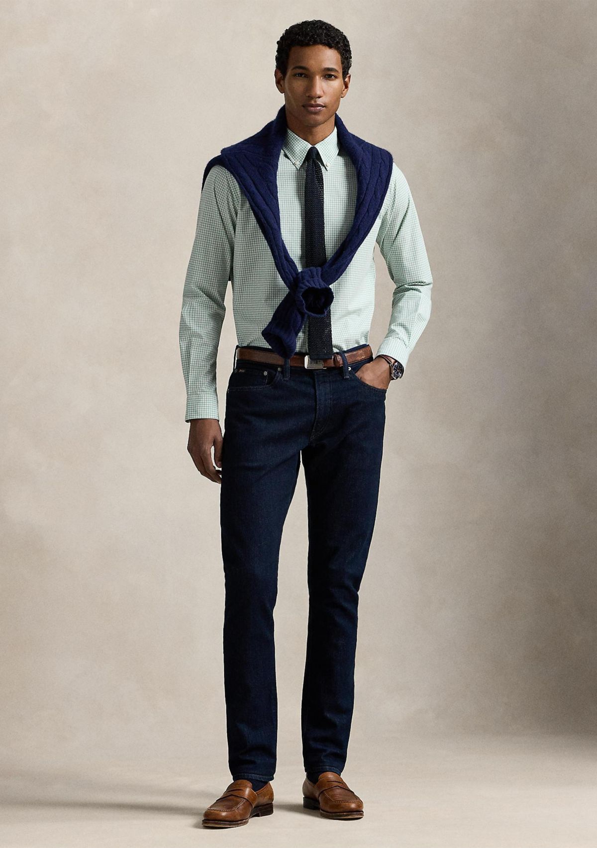 Classic Fit Gingham Stretch Poplin Shirt